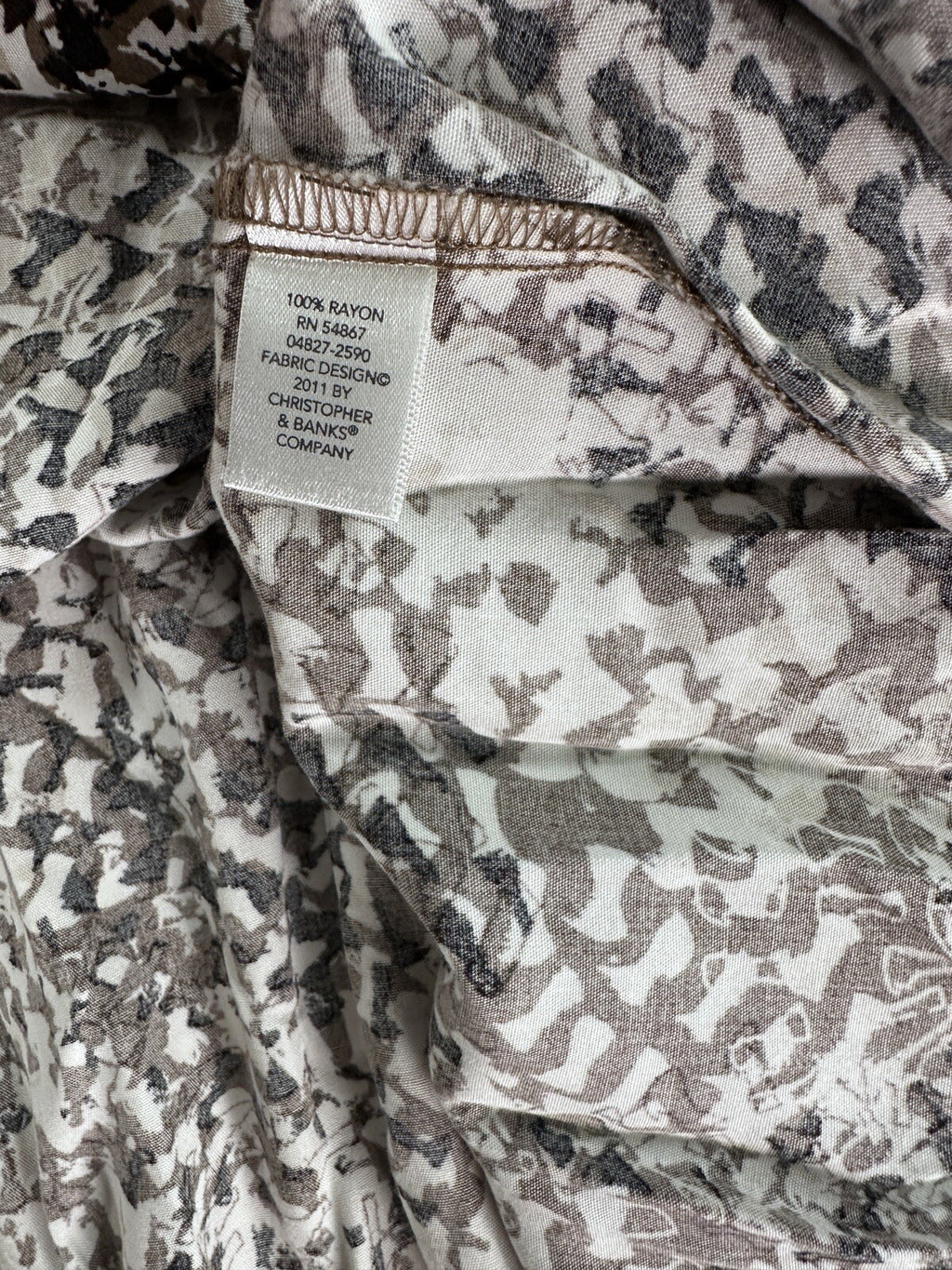 Christopher Banks Skirt 6P Petite Knee Length Black Brown Print Summer Rayon