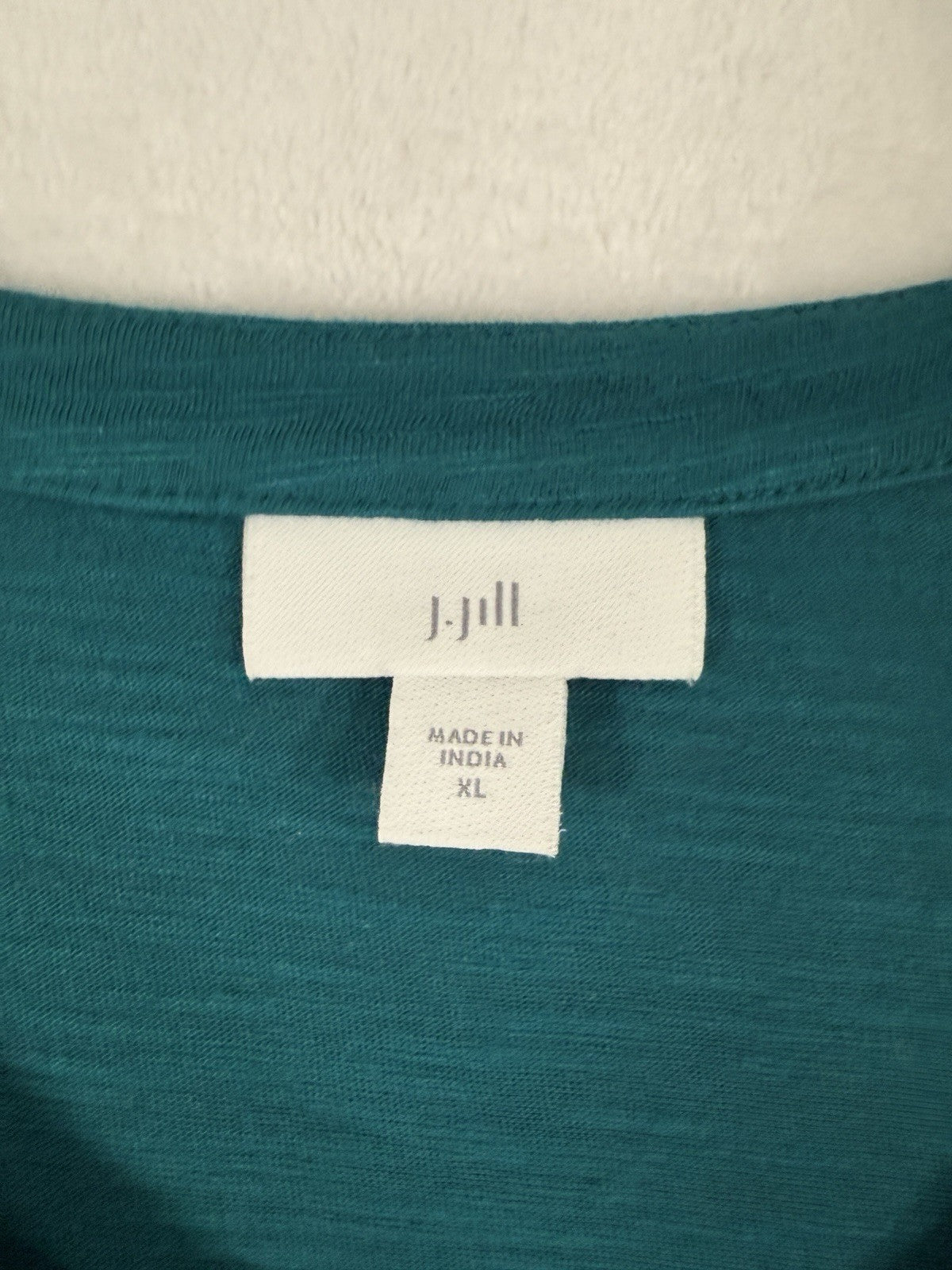 J Jill Top XL Smocked Long Sleeve Henley Tops Teal Green Womens Blouse