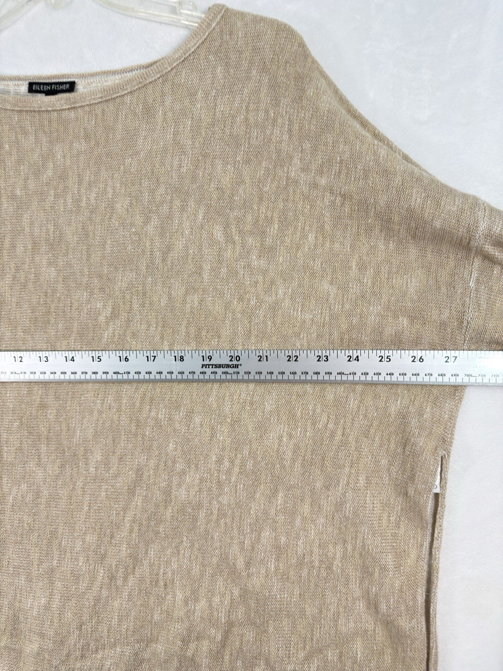 Eileen Fisher Large Sweater Organic Linen Cotton Long Sleeve Beige Womens