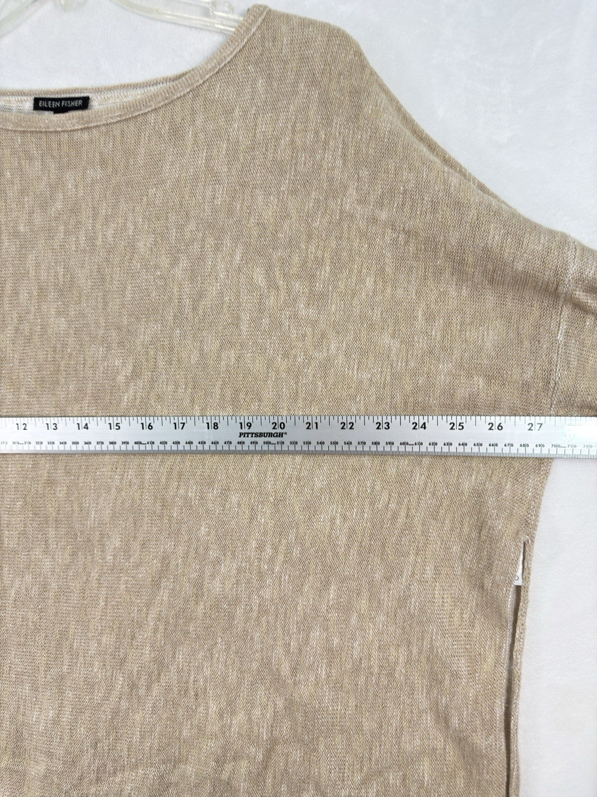 Eileen Fisher Large Sweater Organic Linen Cotton Long Sleeve Beige Womens