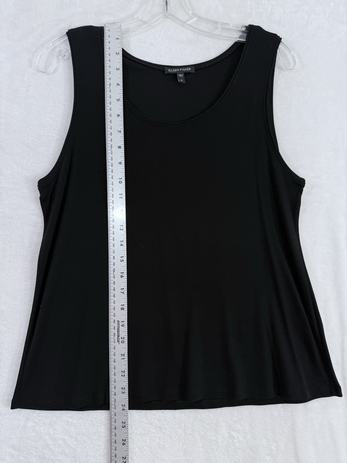 Eileen Fisher Medium Jersey Silk Black Tank Top Sleeveless Womens