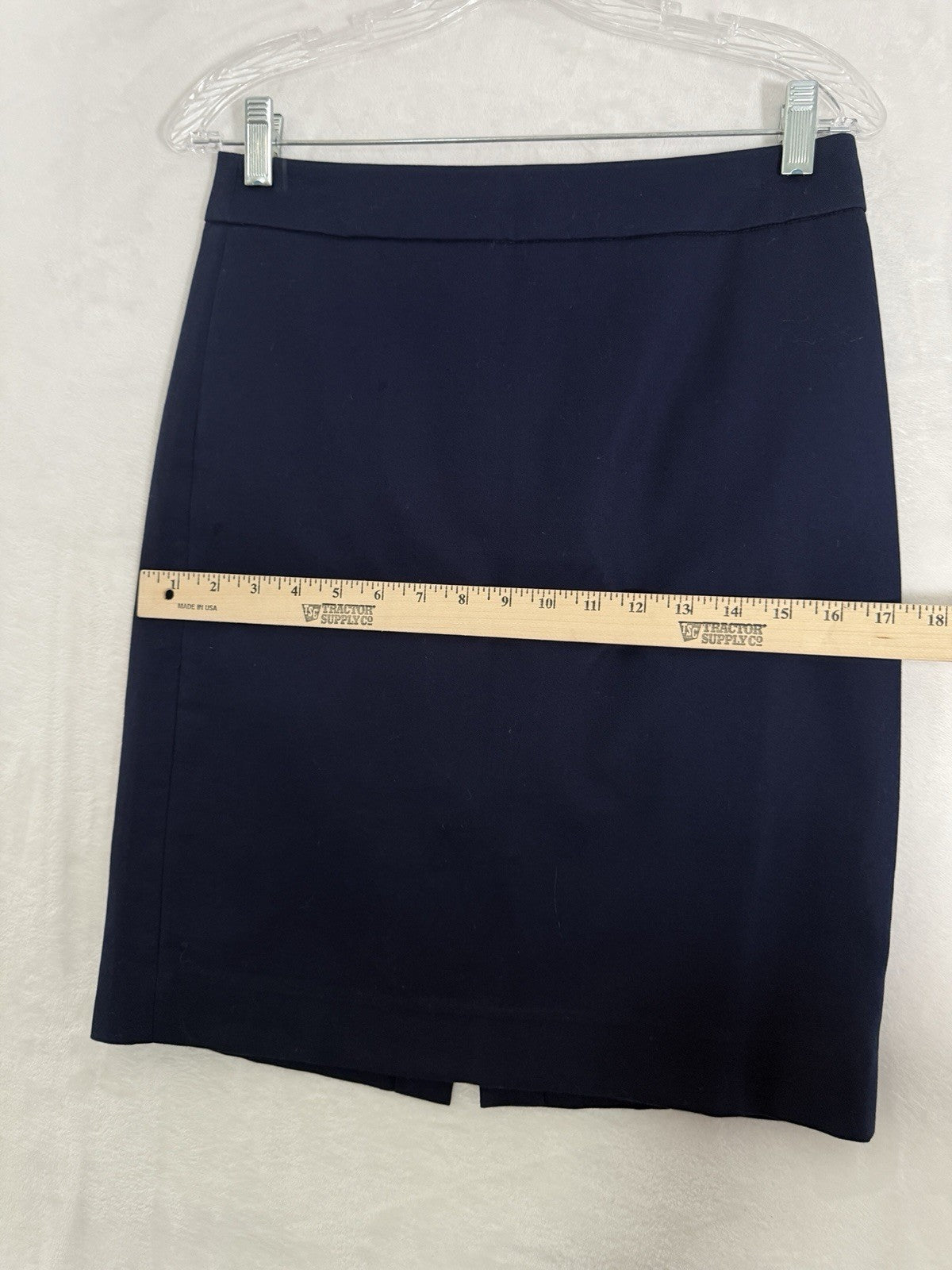 J Crew Pencil Skirt Size 0 Navy Blue 100% Cotton Knee Length Womens Preppy