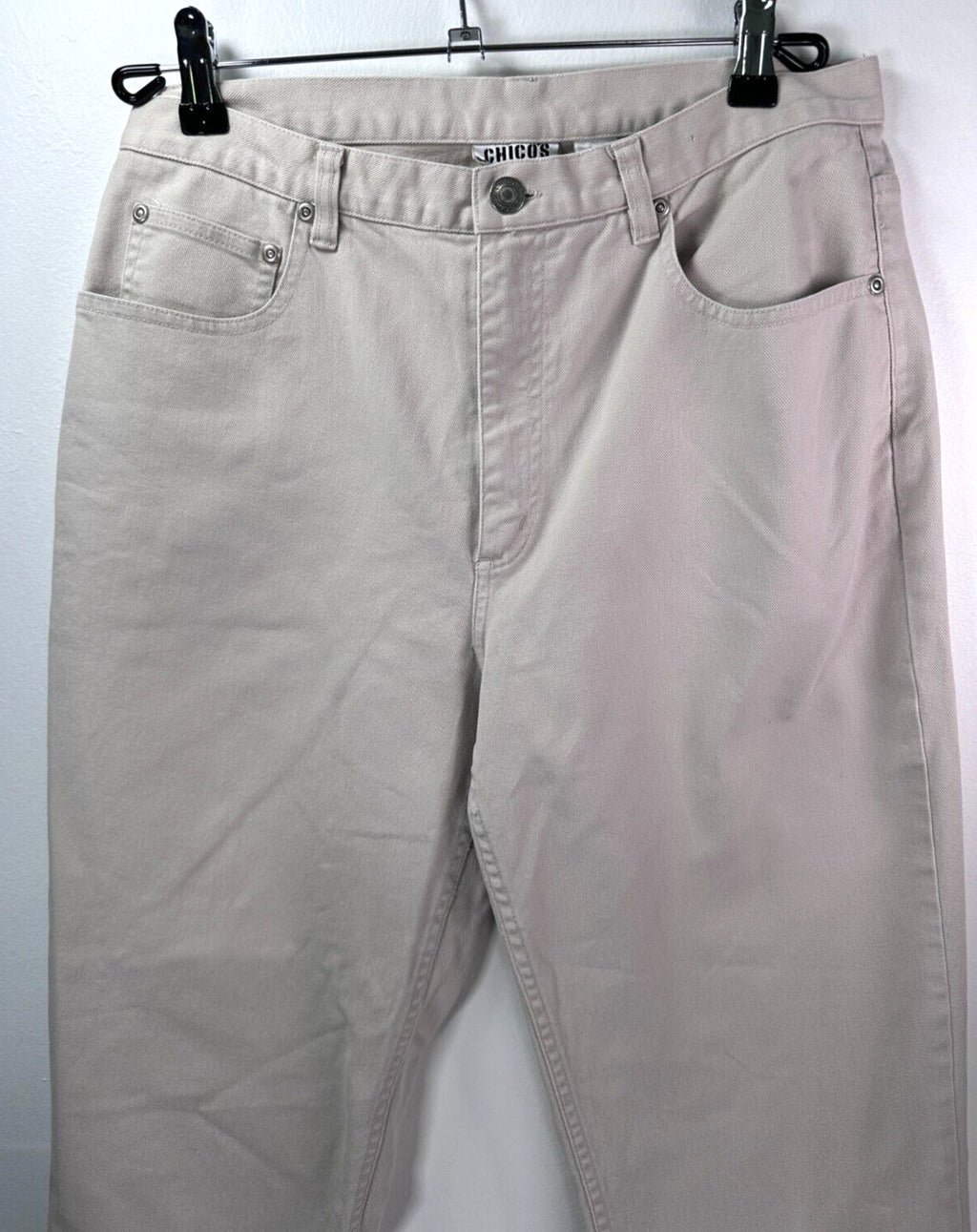Chicos Denim Size 1 Tan High Rise Straight Leg Denim Cotton Stretch