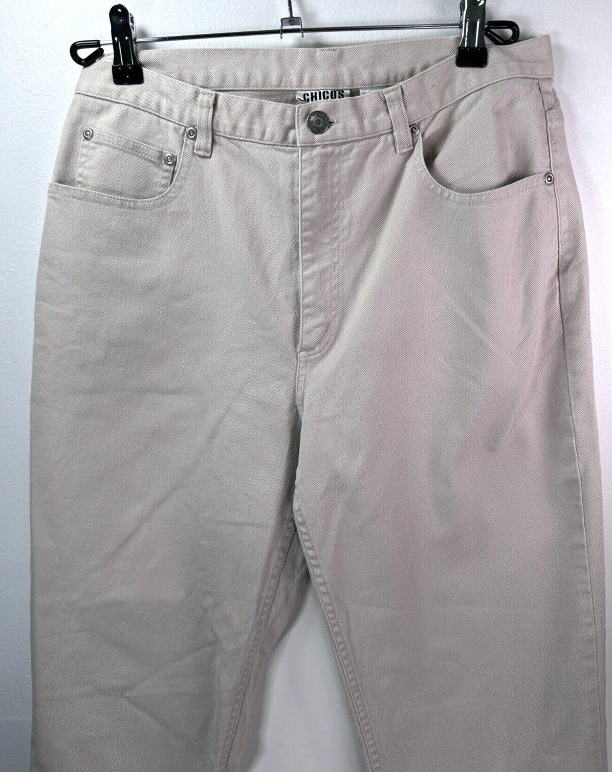 Chicos Denim Size 1 Tan High Rise Straight Leg Denim Cotton Stretch