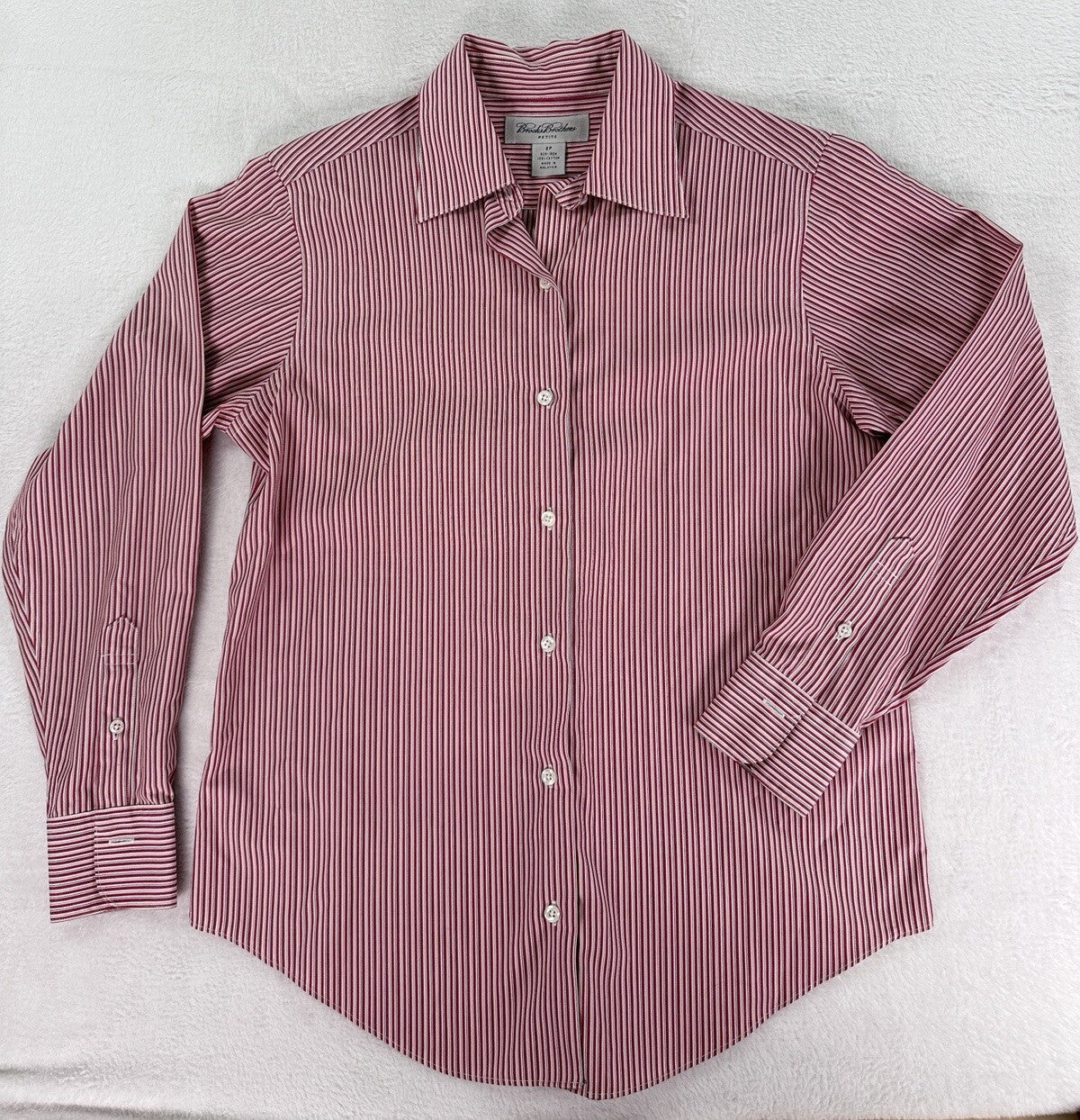Brooks Brothers Shirt 2 Petite 2P Button Up Non Iron Striped White Red Womens