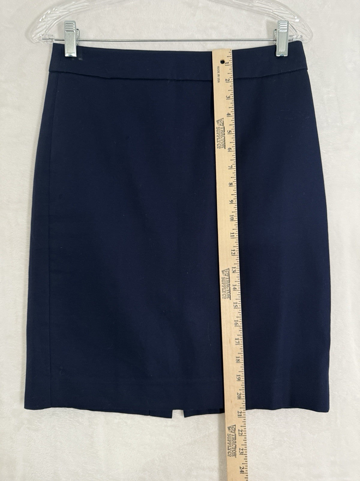 J Crew Pencil Skirt Size 0 Navy Blue 100% Cotton Knee Length Womens Preppy