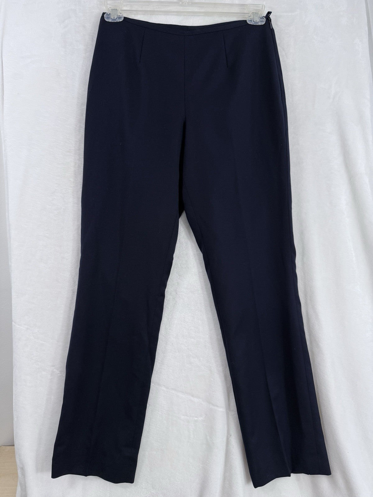 Brooks Brothers Caroline Fit Pants Size 4 Navy Blue 100% Wool Side Zip Womens