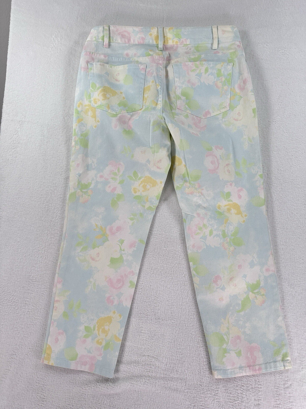 J Jill Authentic Fit Cropped Jeans 6 Petite Floral Print Light Blue Roses