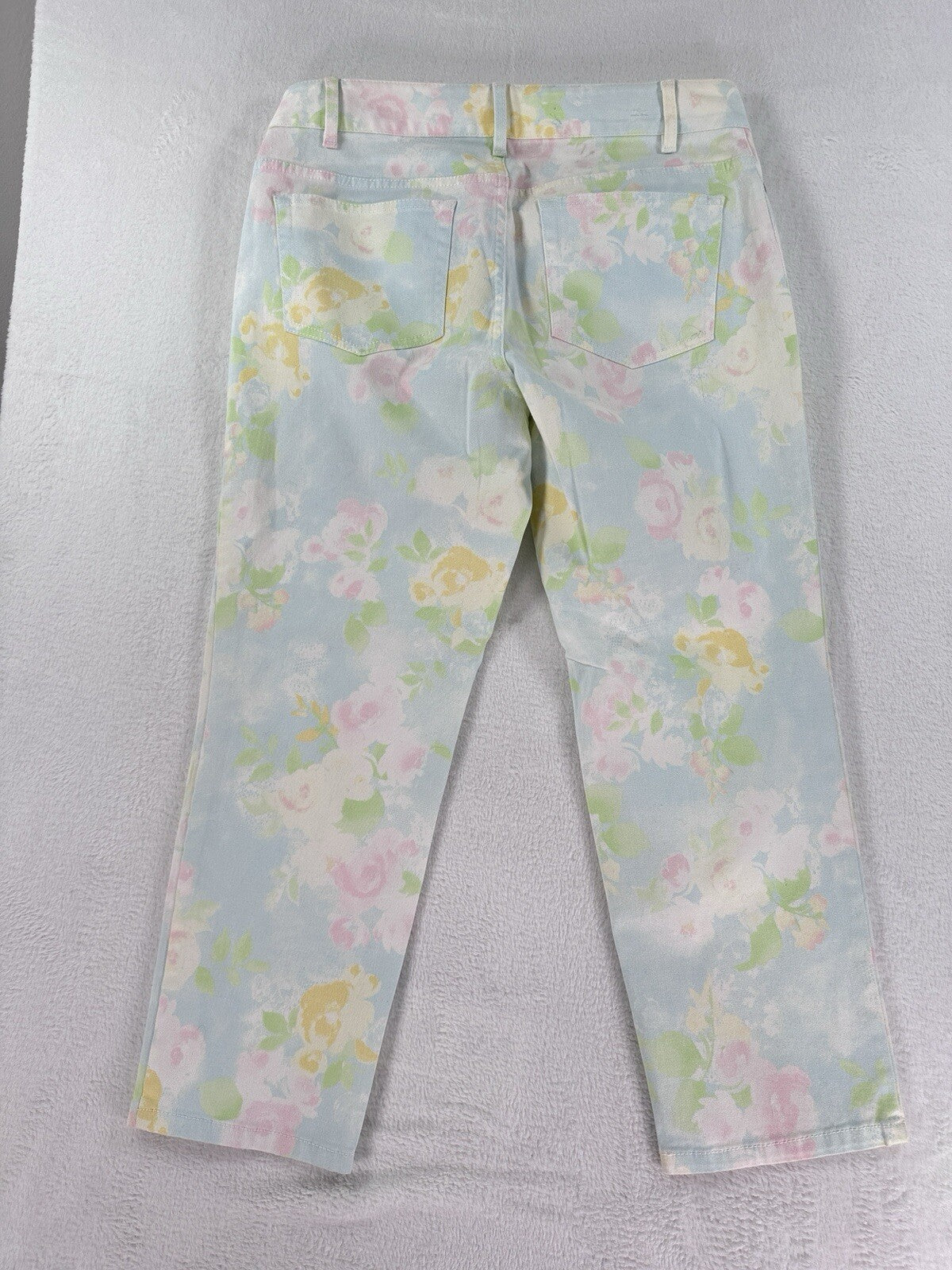 J Jill Authentic Fit Cropped Jeans 6 Petite Floral Print Light Blue Roses