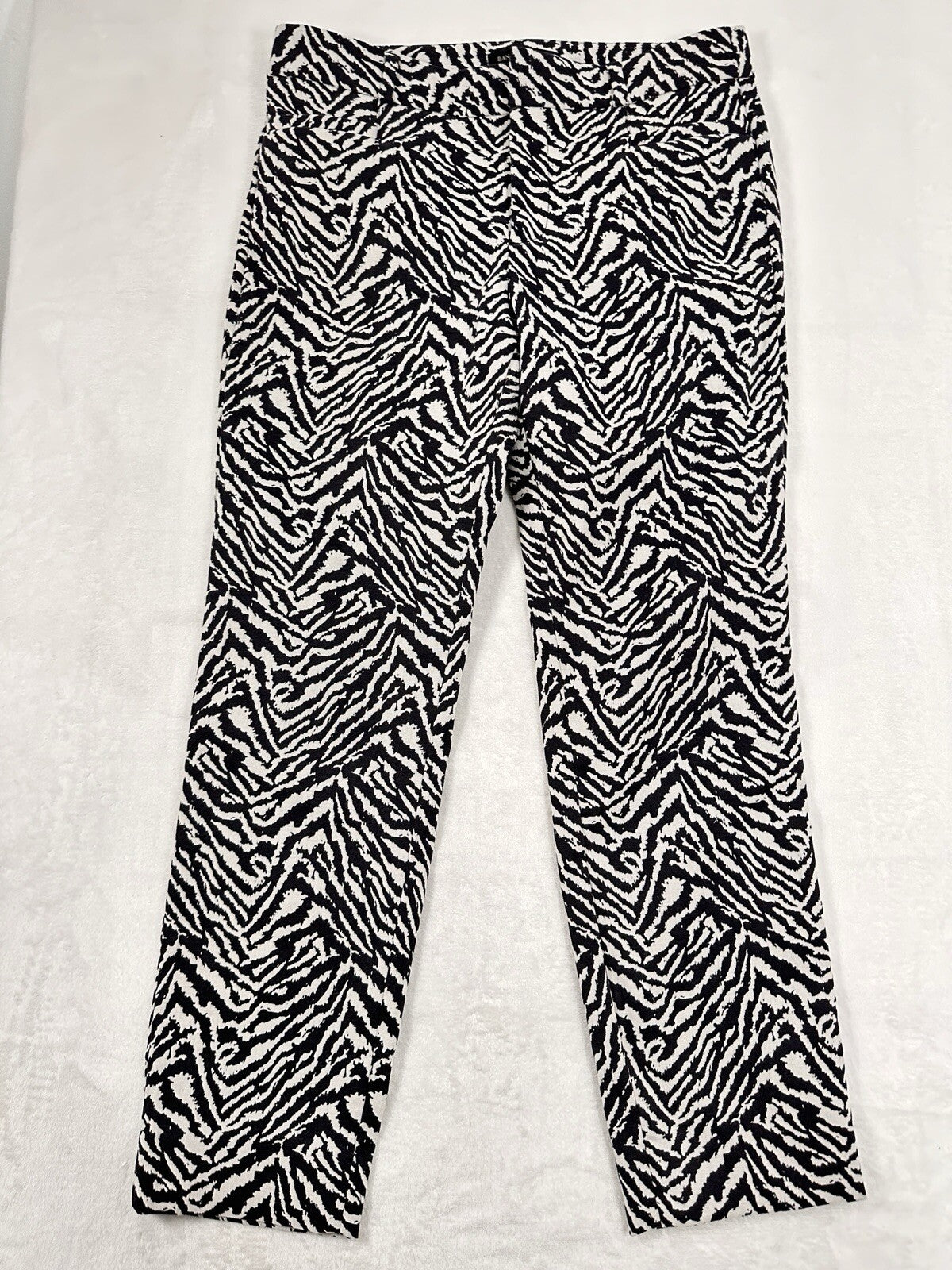 Banana Republic Sloan Pants 4S 4 Short Black White Zebra Stripe Womens