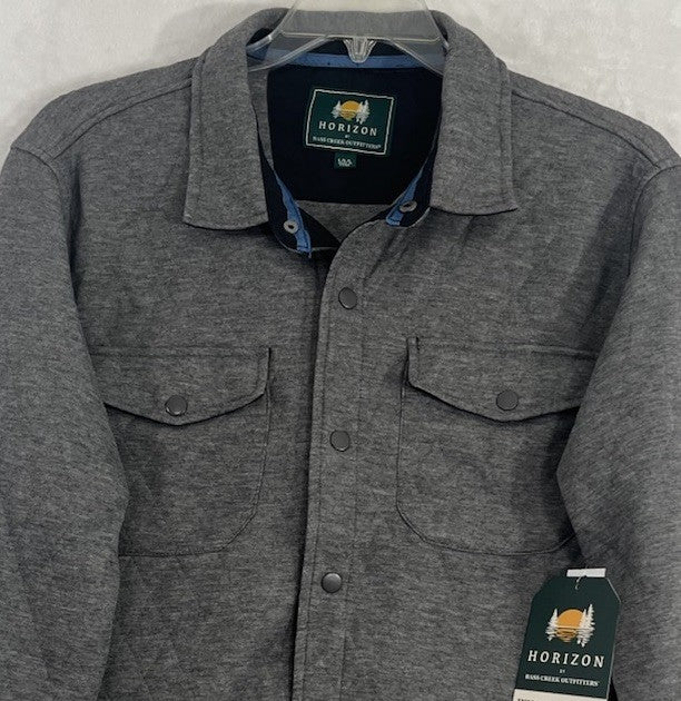 Horizon Outfitters Men’s Large Shirt Quilted Knit Long Sleeve Gray Snap Front