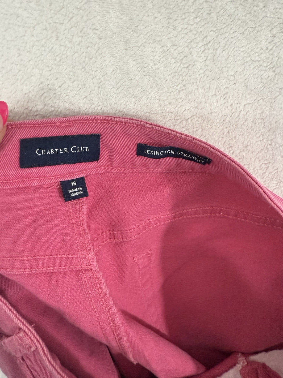 Charter Club 16 Jeans Lexington Straight Leg Pink Denim Womens