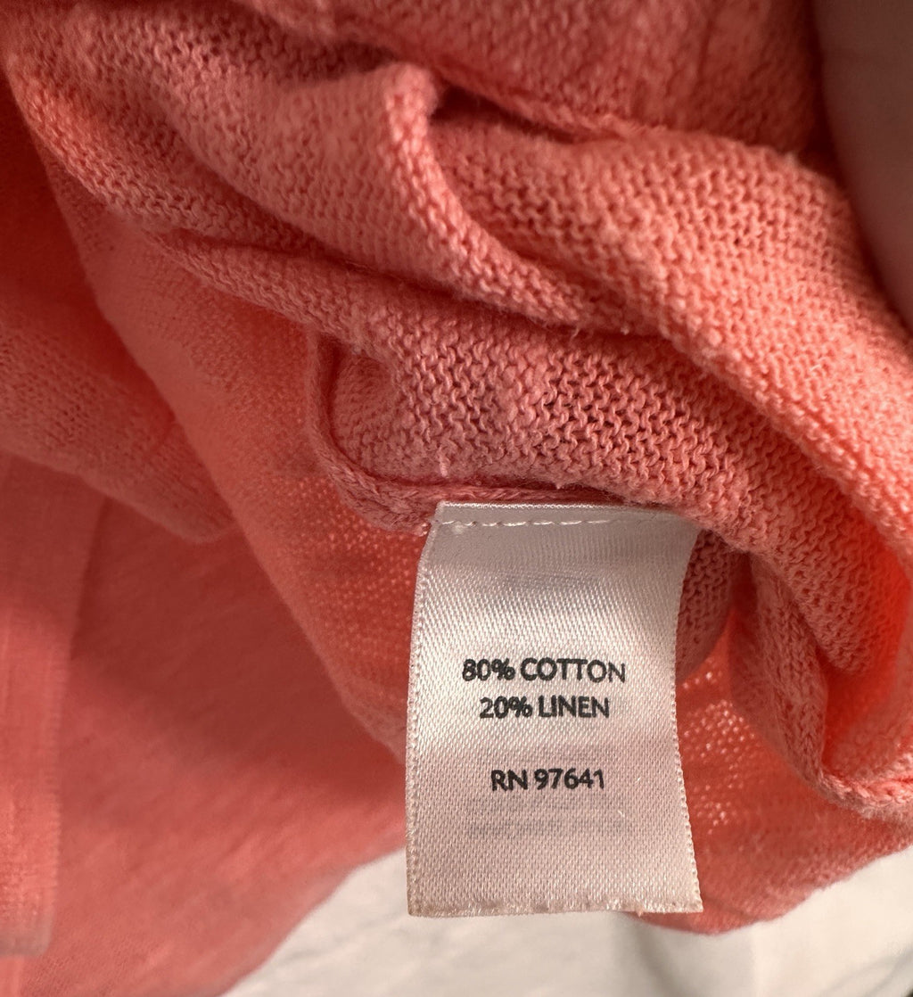 J Jill Linen Blend V Neck Top Small Long Sleeve Pink Womens Tops Top 2 Pockets