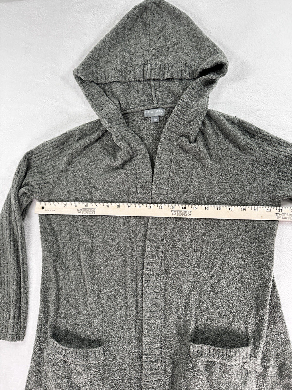 CozyChic Lite Long Weekend Cardi Small Sage Green Hooded Cardigan Open Front