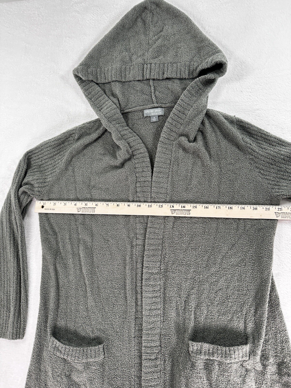 CozyChic Lite Long Weekend Cardi Small Sage Green Hooded Cardigan Open Front