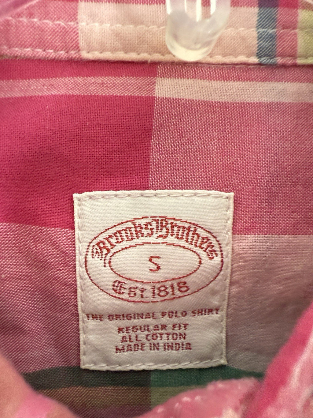 Brooks Brothers Original Polo Button Down Shirt Mens Small Plaid Long Sleeve