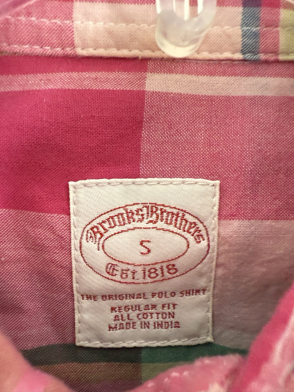 Brooks Brothers Original Polo Button Down Shirt Mens Small Plaid Long Sleeve