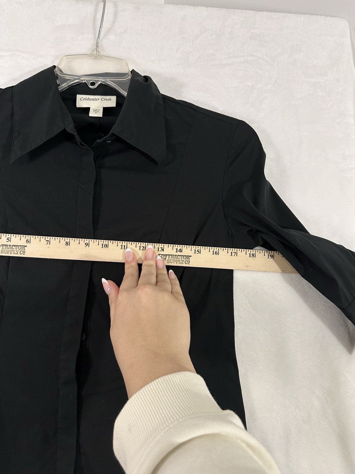 Coldwater Creek Shirt Dress Size 4 Black Elbow Sleeve Button Down Fit Flare