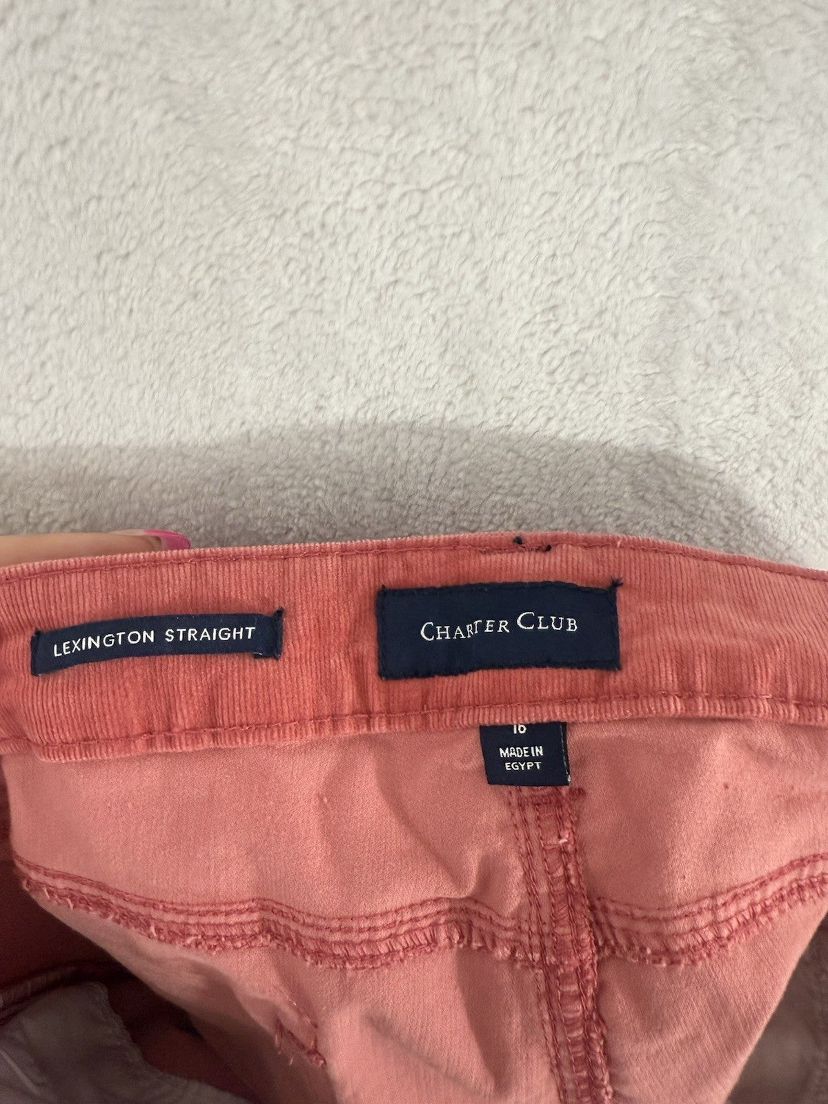 Charter Club 16 Lexington Straight Corduroy Pants Pink 5 Pocket Womens