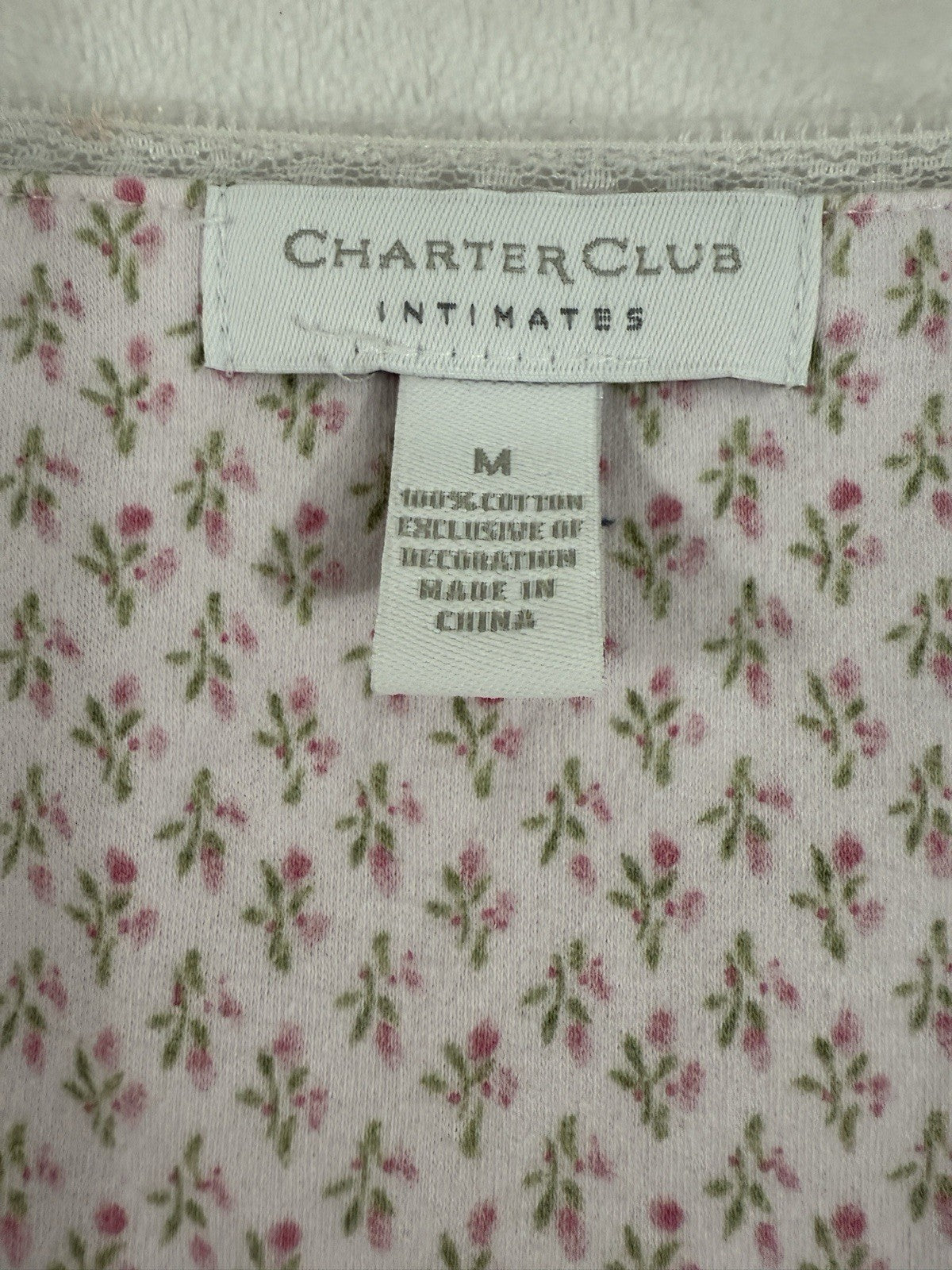 Charter Club Intimates Nightgown Medium Sleeveless Pink Floral 100% Cotton Women