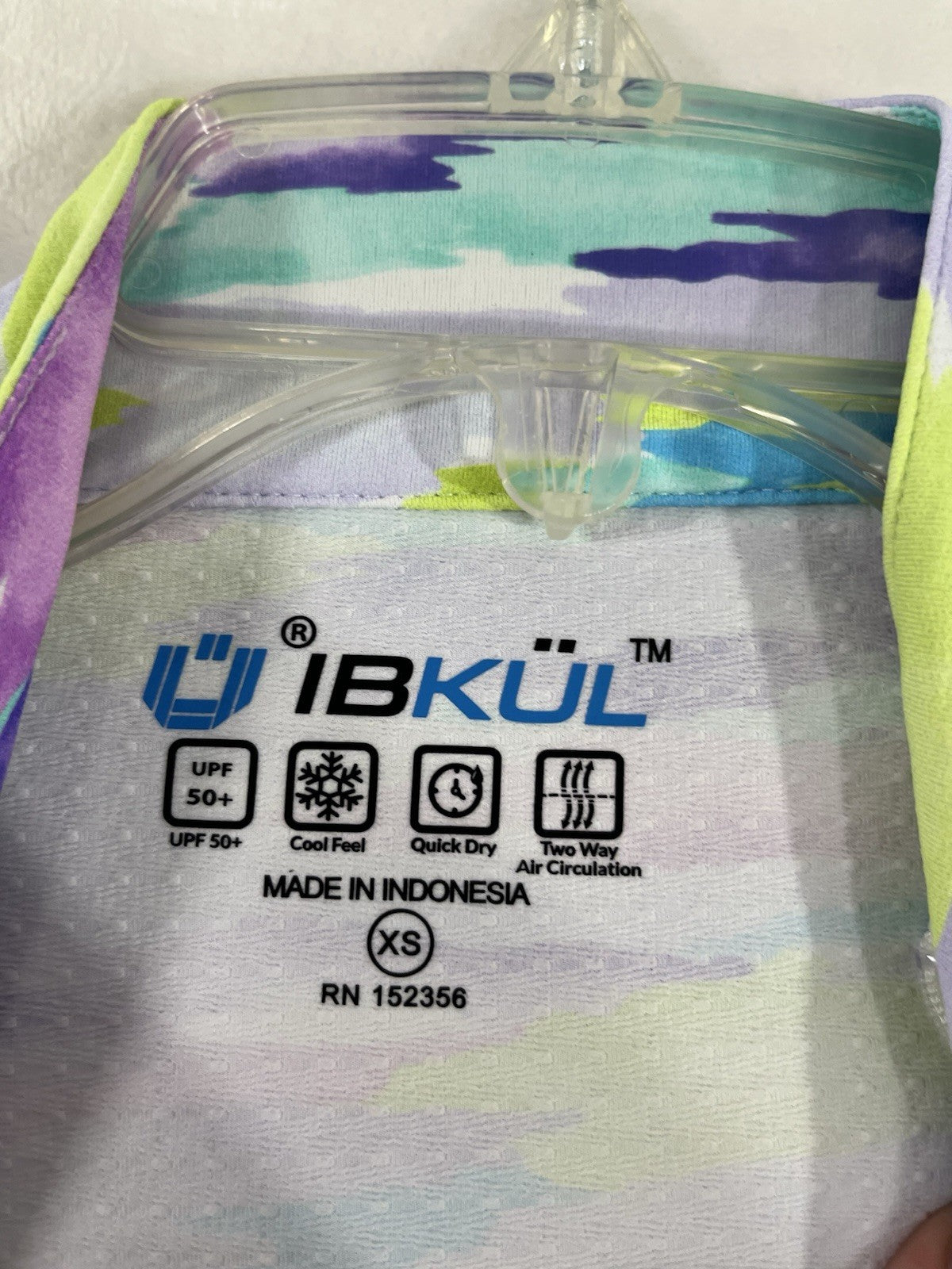 IBKUL Womens Long Sleeve Top XS 1/4 Zip Mock Neck Jessie Purple Blue Print Golf