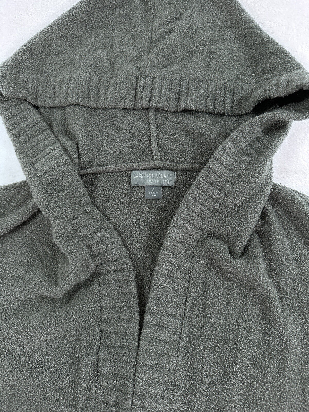 CozyChic Lite Long Weekend Cardi Small Sage Green Hooded Cardigan Open Front