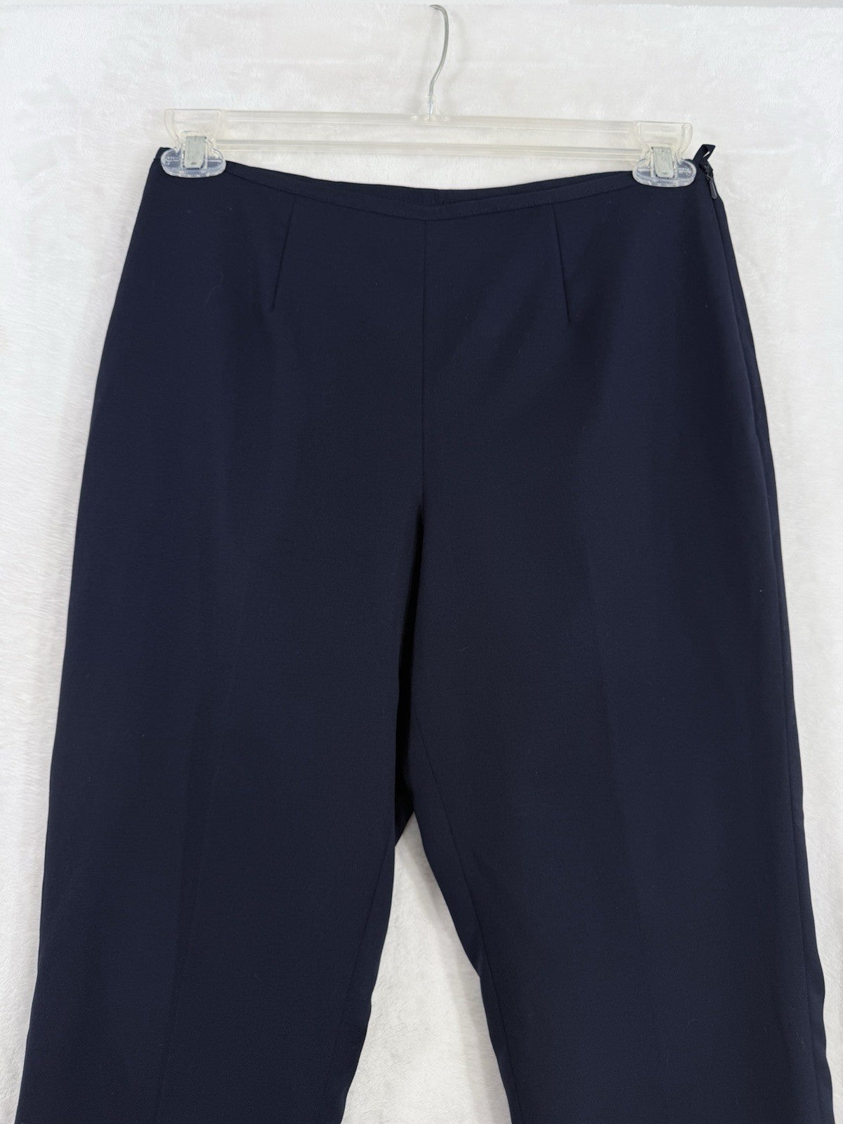 Brooks Brothers Caroline Fit Pants Size 4 Navy Blue 100% Wool Side Zip Womens