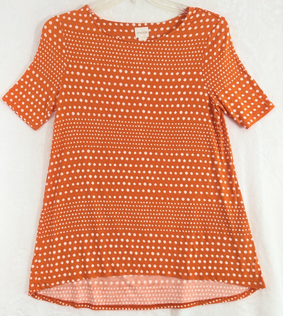 Chicos Tops Size 0 Short Sleeve Small Orange Knit Modal Knit Womens
