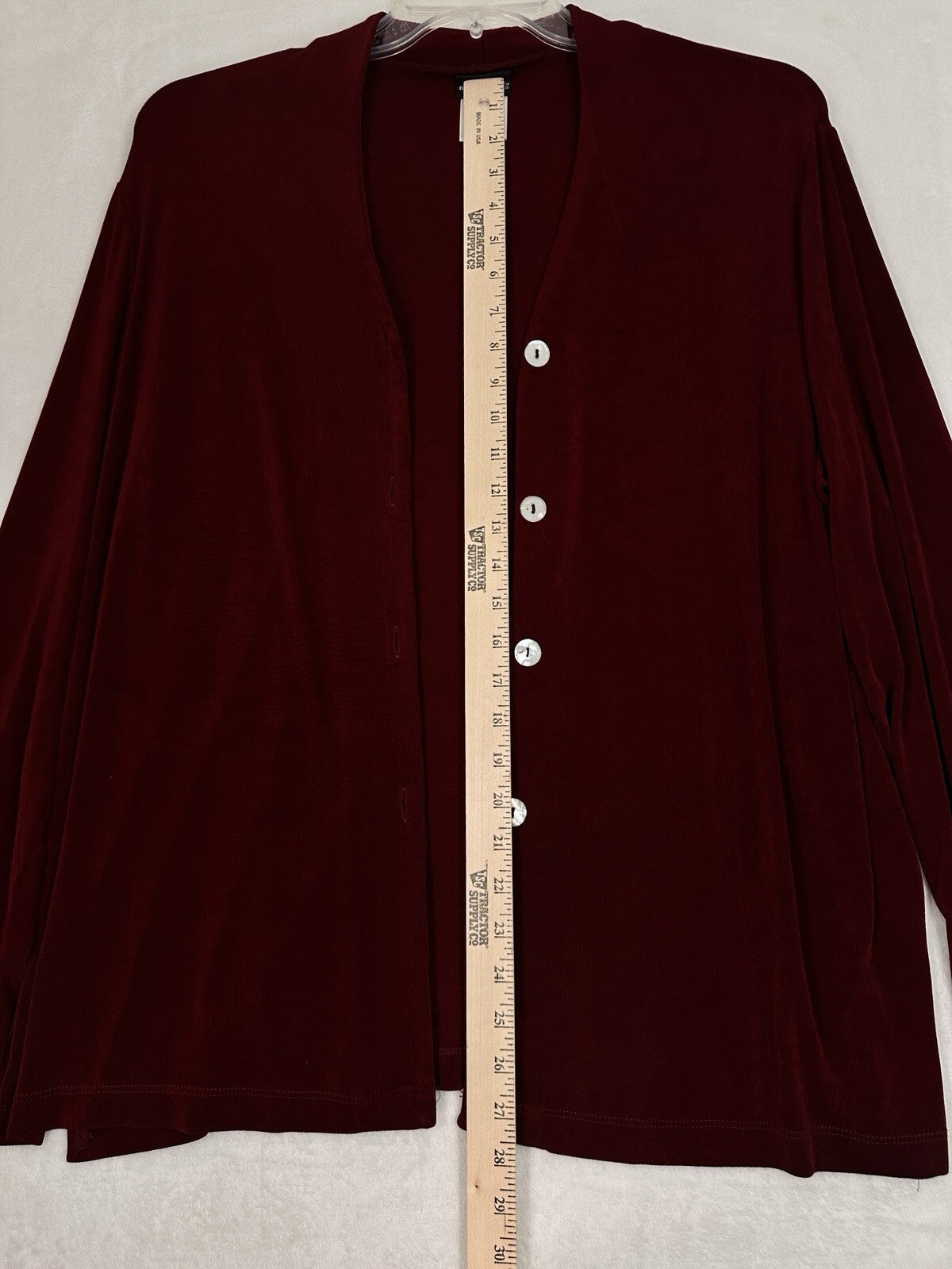 Citiknits 1X Cardigan Mother Pearl Buttons Burgundy Red Womens Plus Size Slinky