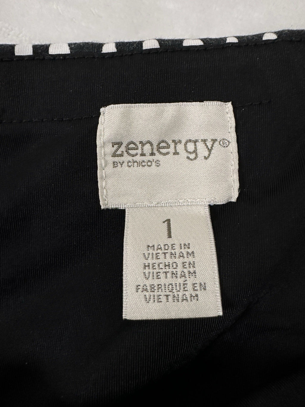 Chicos Zenergy Size 1 Leggings Medium Black White Polka Dots Pull On Pants