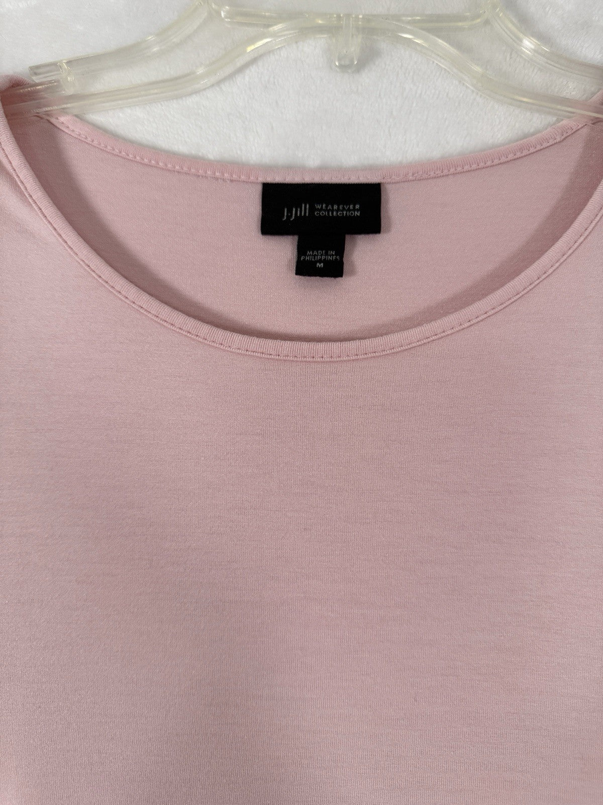 J Jill Wearever Top Medium Pink Jersey Knit Bell Sleeves Rayon Spandex Womens
