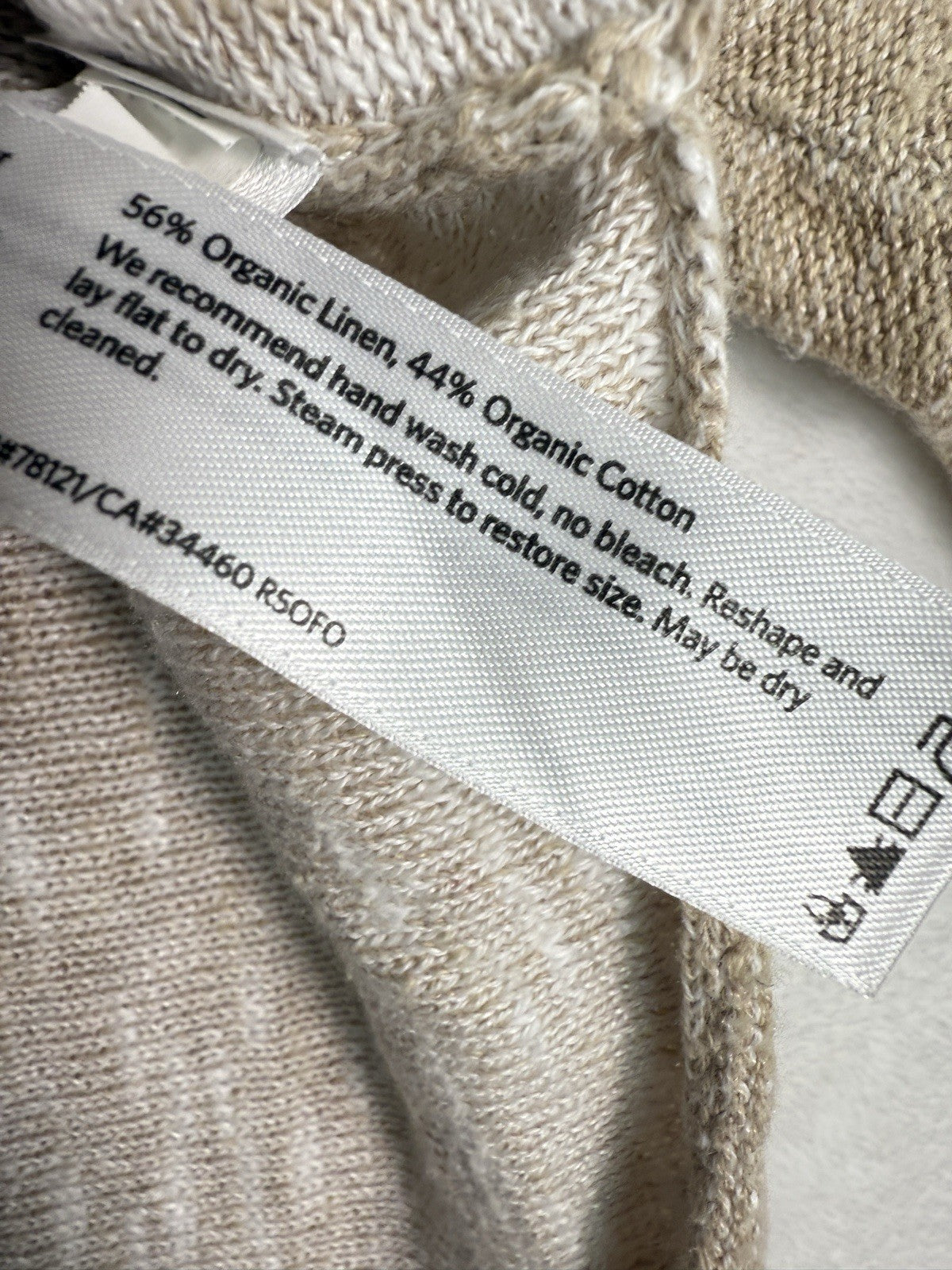 Eileen Fisher Large Sweater Organic Linen Cotton Long Sleeve Beige Womens