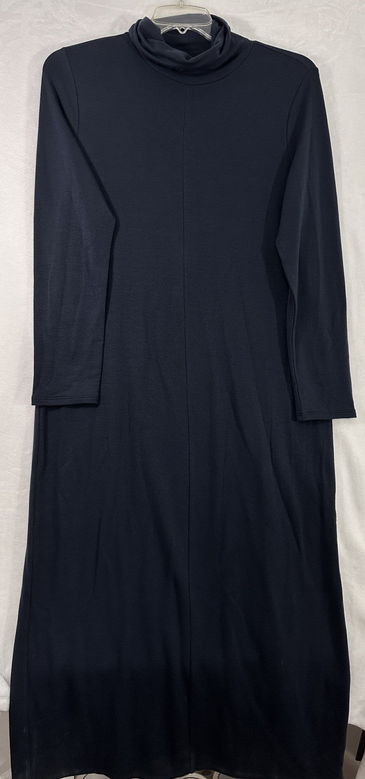 J Jill Pure Jill Luxe Tencel Dress Medium Long Sleeve Knit Turtleneck Maxi Black