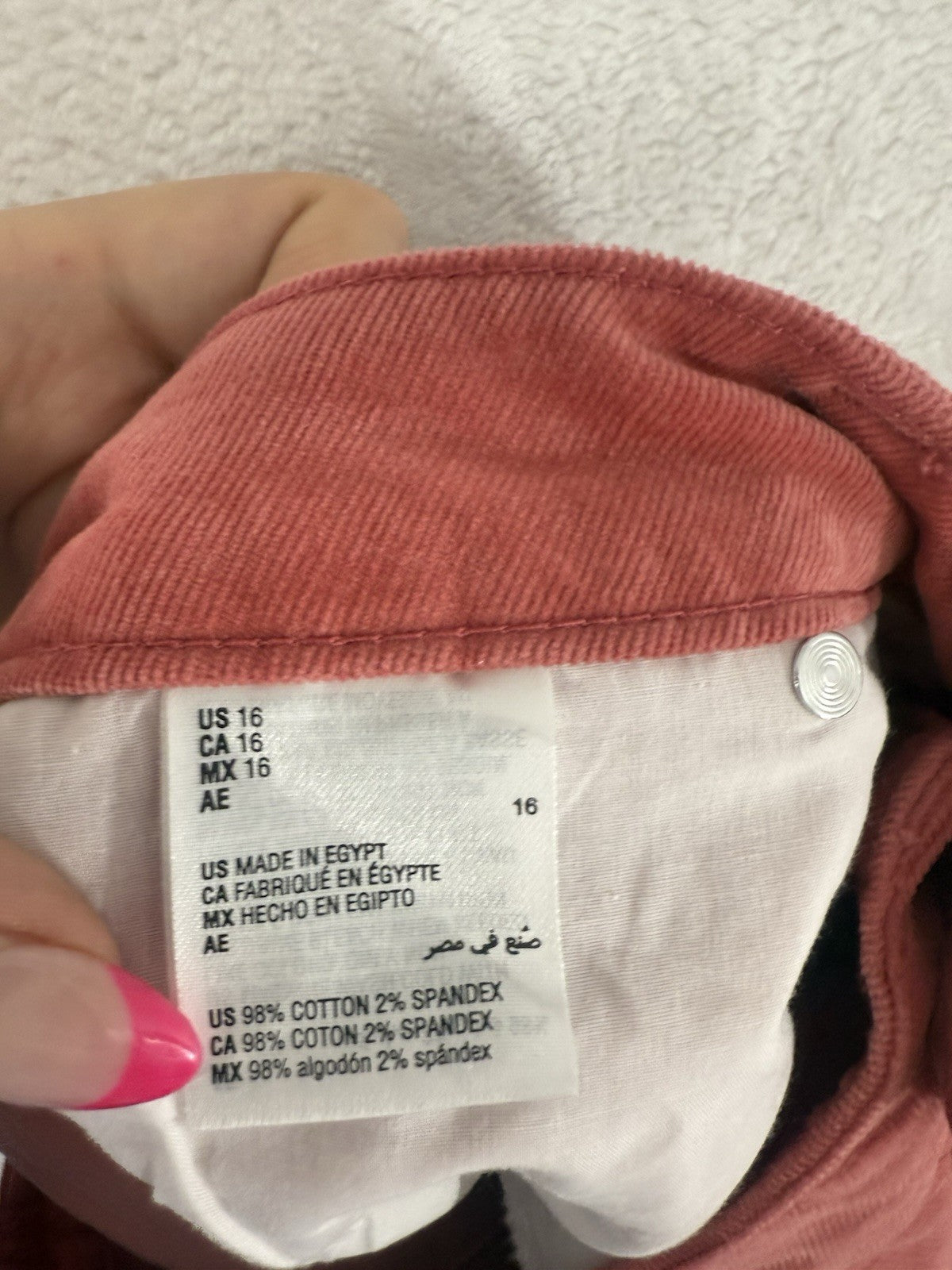 Charter Club 16 Lexington Straight Corduroy Pants Pink 5 Pocket Womens