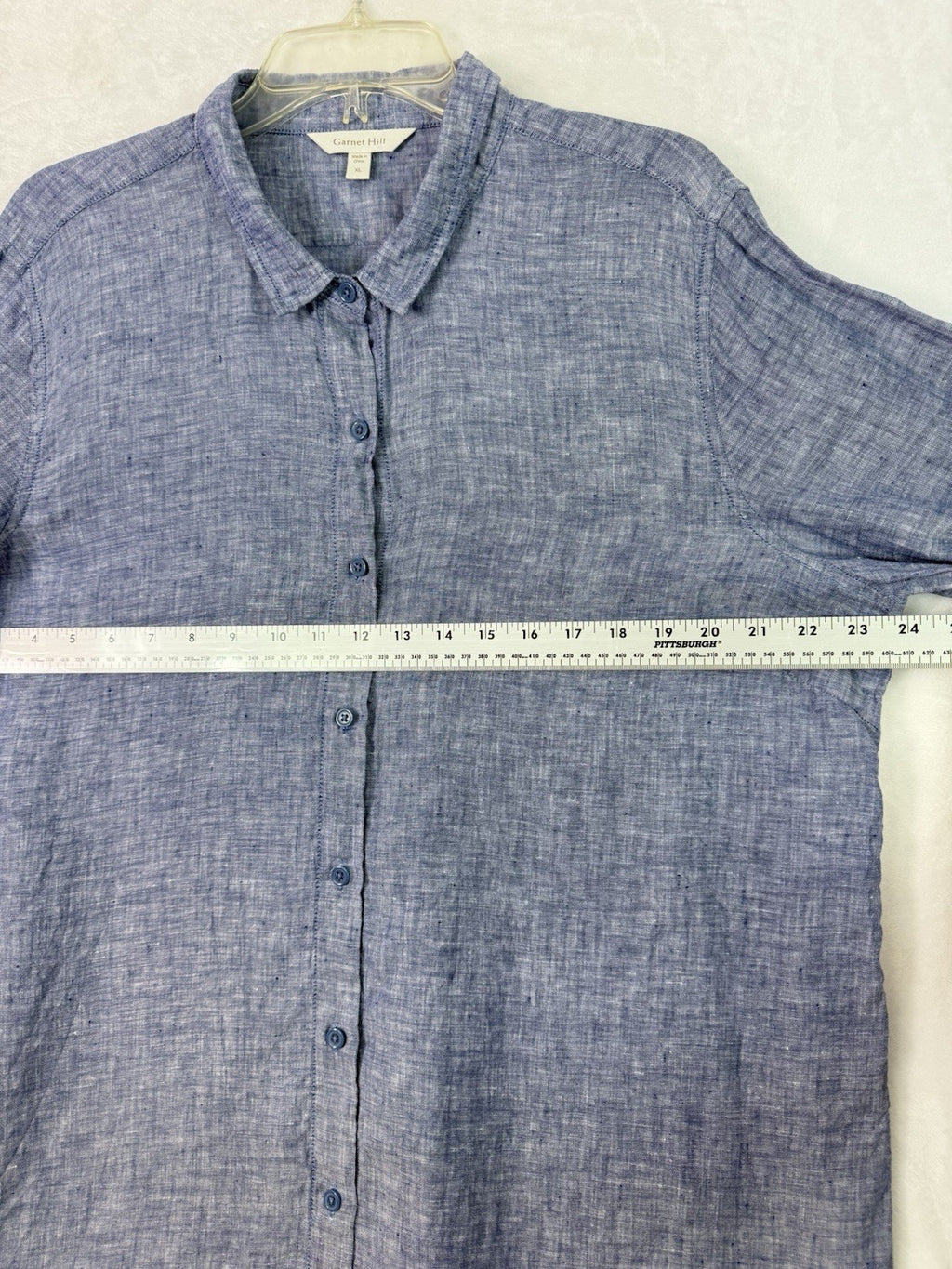 Garnet Hill Linen Shirt XL Long Sleeve Blue Button Up Top Womens