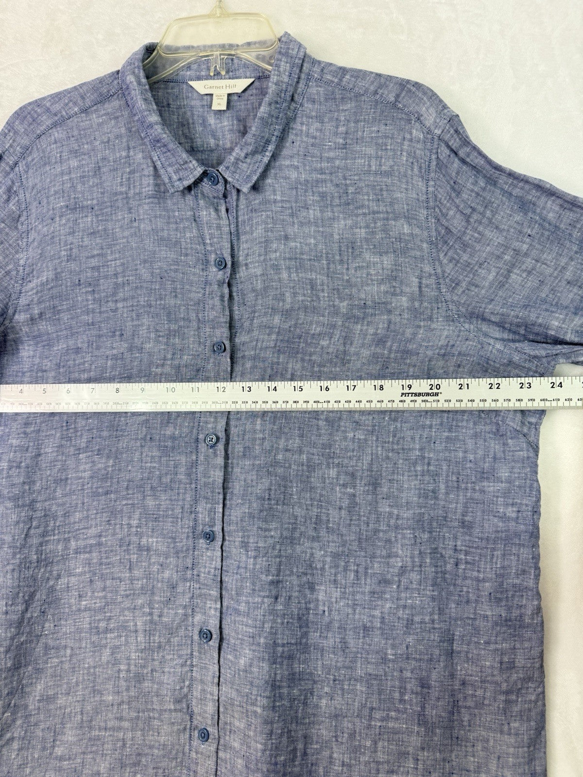 Garnet Hill Linen Shirt XL Long Sleeve Blue Button Up Top Womens
