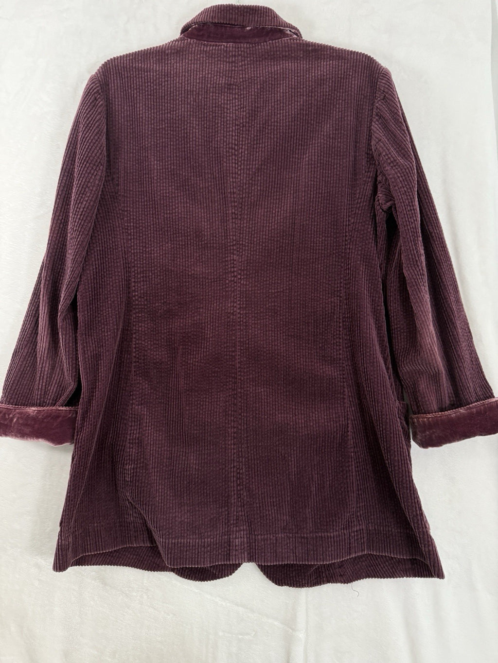 J Jill Jacket Medium Corduroy Velvet Trim Purple Womens Blazer 100% Cotton