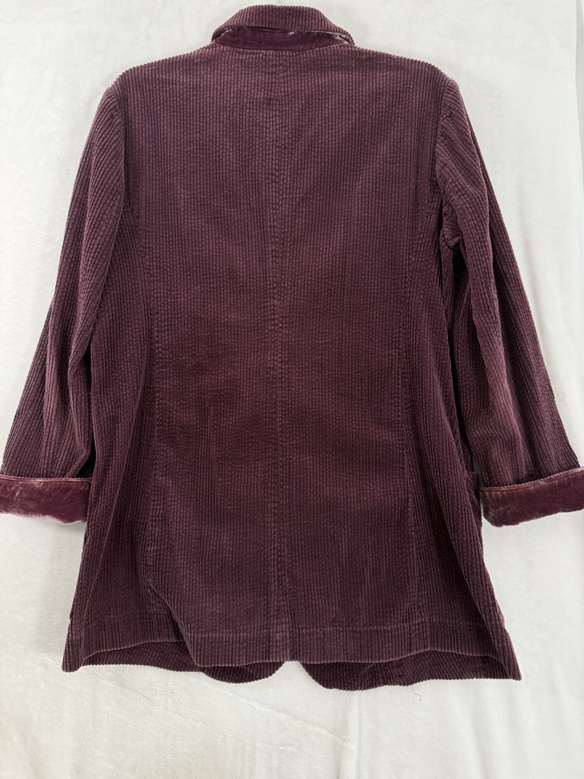 J Jill Jacket Medium Corduroy Velvet Trim Purple Womens Blazer 100% Cotton