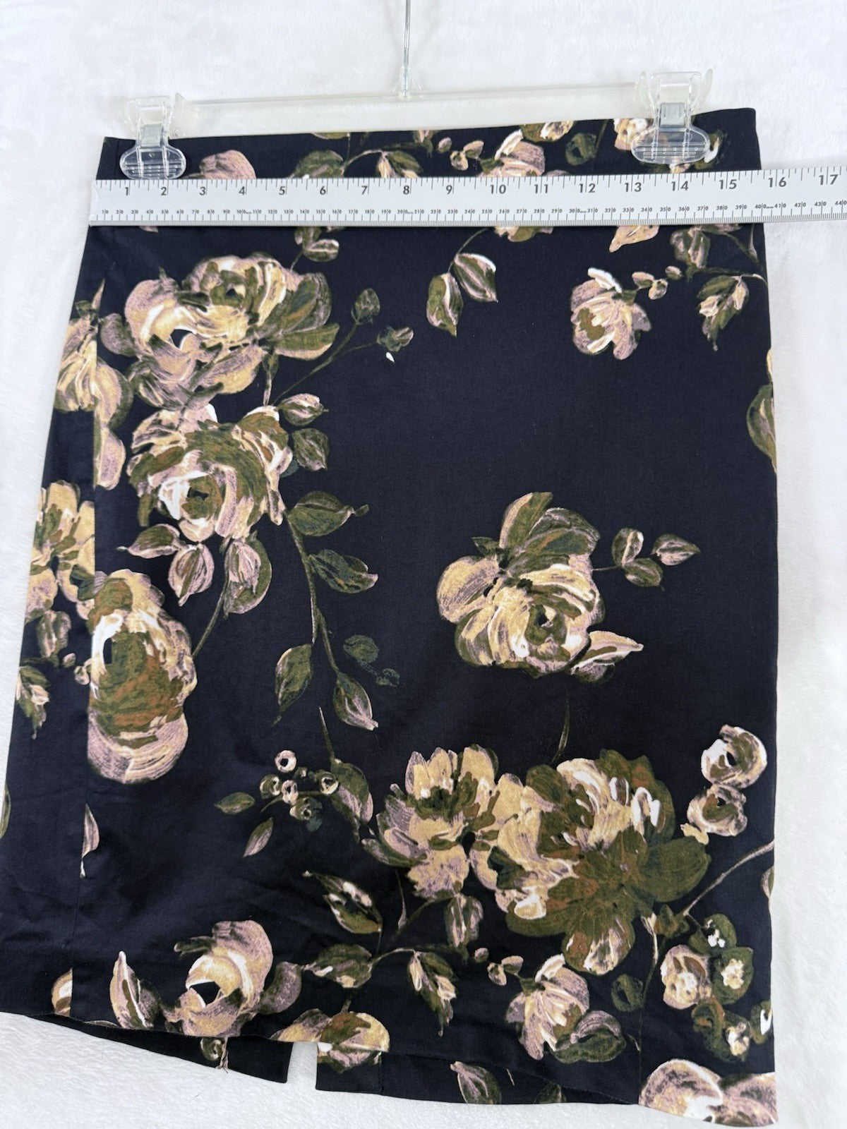 J Crew The Pencil Skirt 4 Black Floral Print Cotton Stretch Womens
