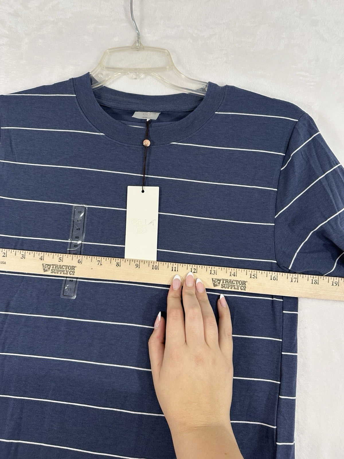 CALIA Carrie Underwood XS Everyday Relaxed Tee XS Blue Striped Short Sleeve Top