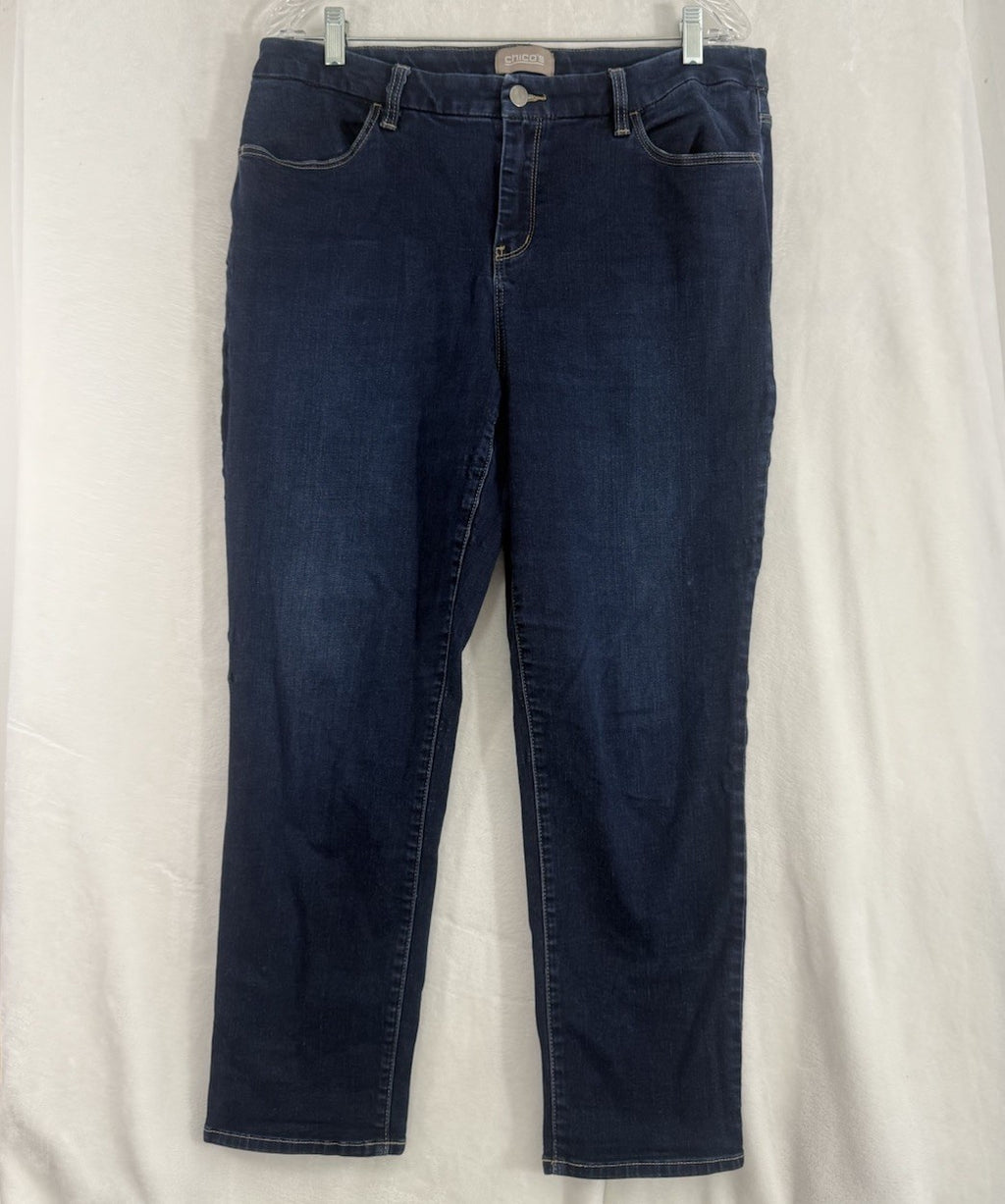 Chicos Size 2 US 12 Jeans Womens Denim Dark Blue