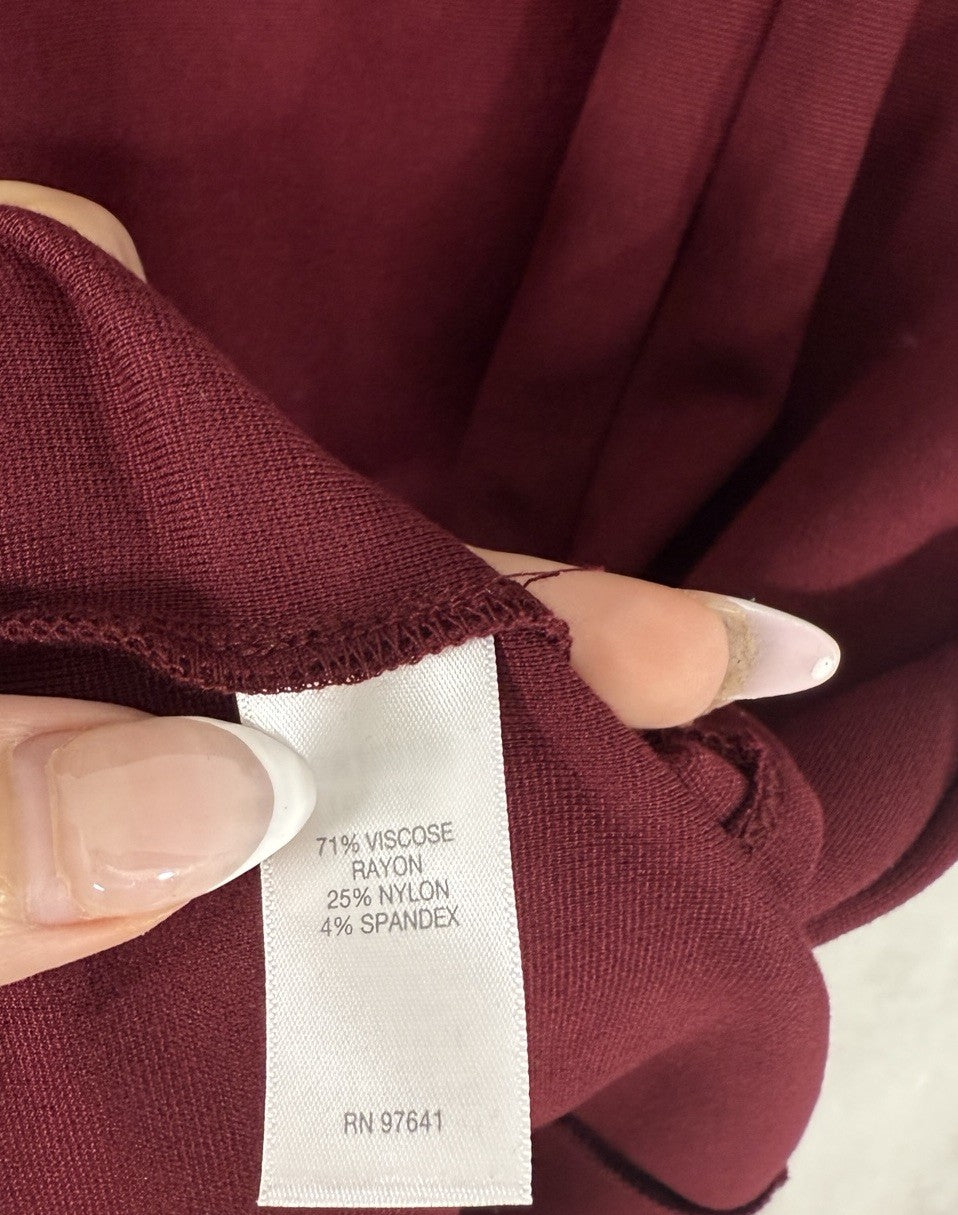 J Jill Dress Large Petite Sleeveless Ponte Burgundy Red Knit Knee Length Sheath