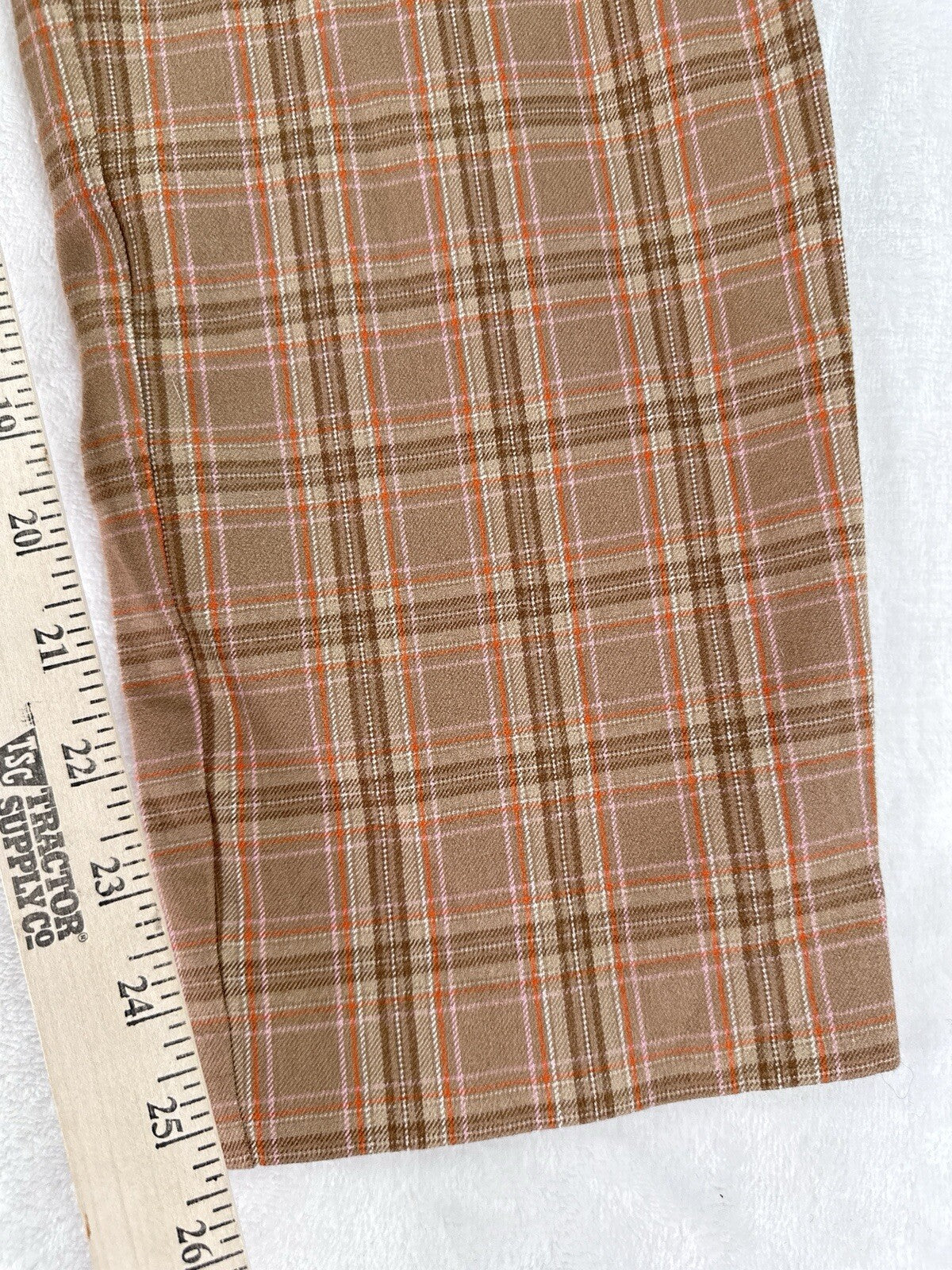 J Jill Premium Bi Stretch Pants Size 12 Tan Brown Womens Plaid