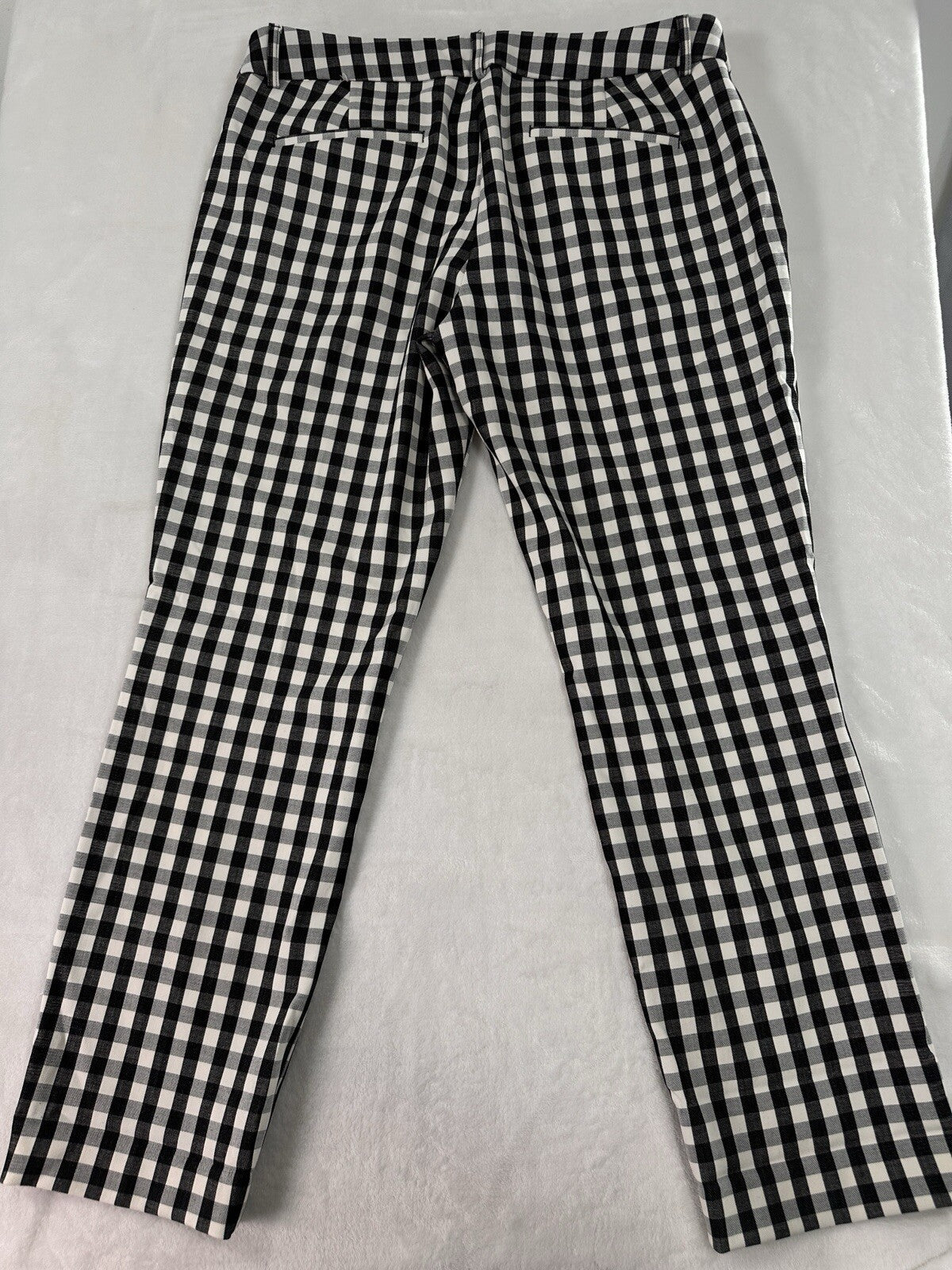 Express Columnist Ankle Pants 10 10R Black White Check Stretch Low Rise Womens