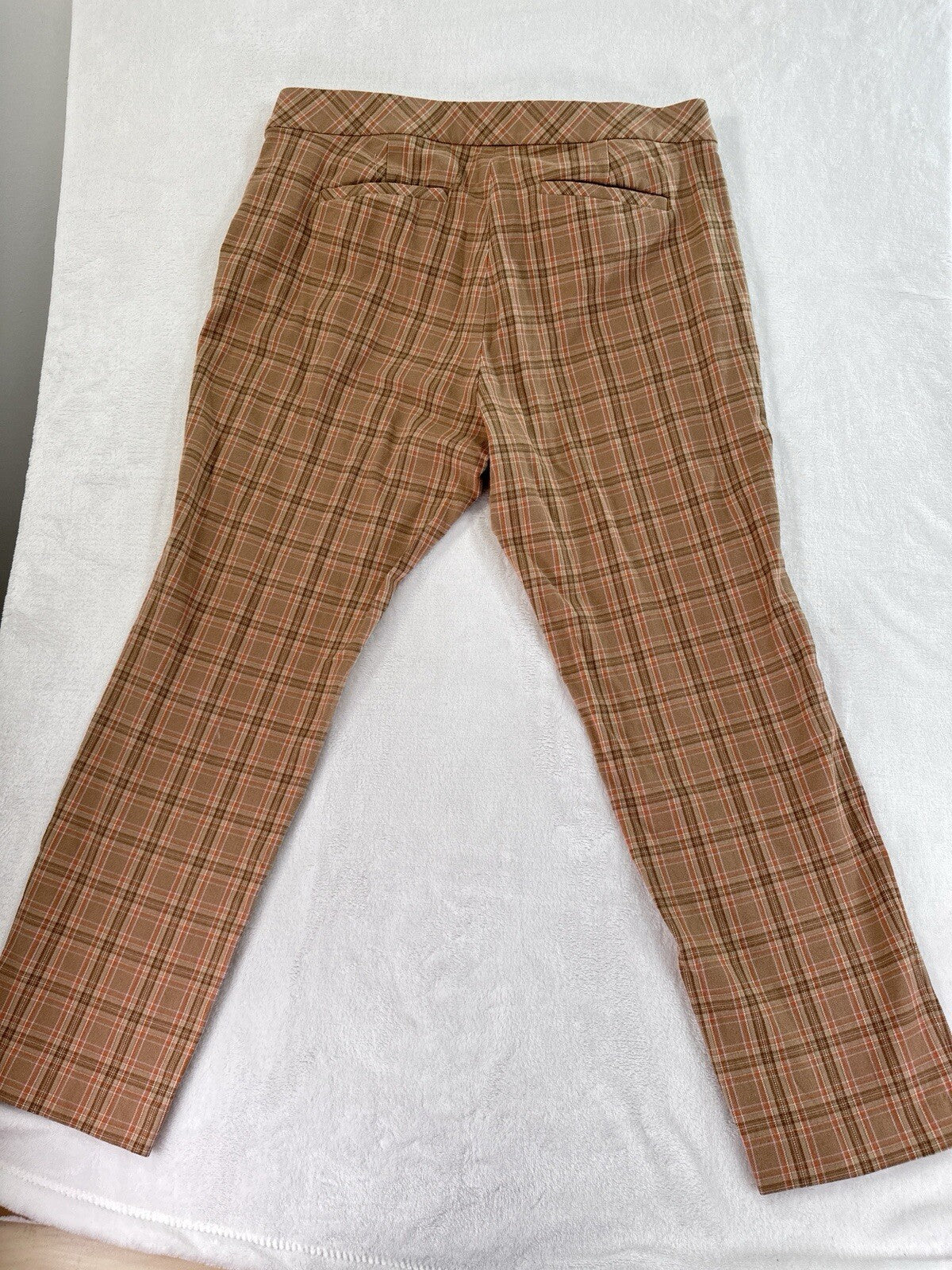J Jill Premium Bi Stretch Pants Size 12 Tan Brown Womens Plaid