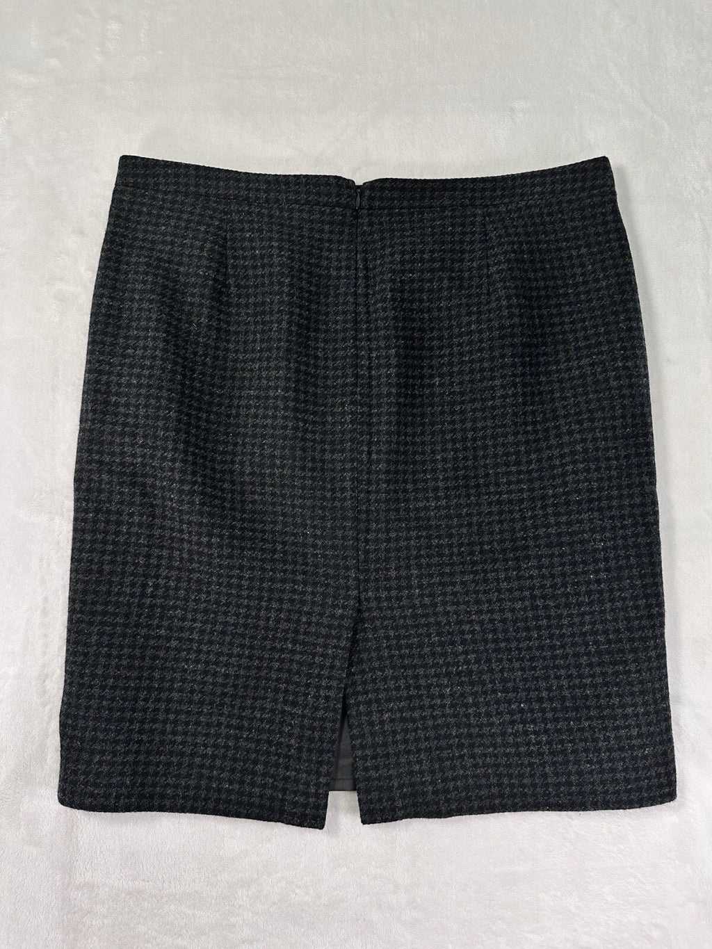J Crew The Pencil Skirt 12 Gray Wool Houndstooth Knee Length Lined Womens