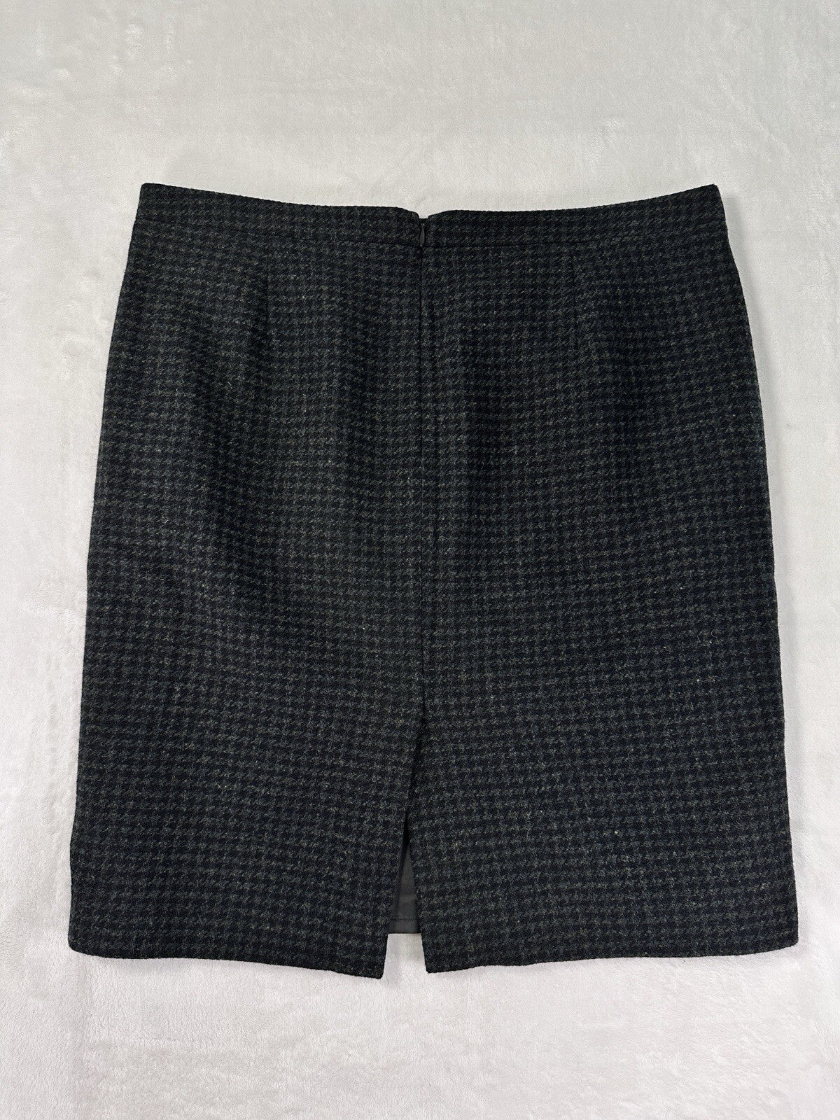 J Crew The Pencil Skirt 12 Gray Wool Houndstooth Knee Length Lined Womens