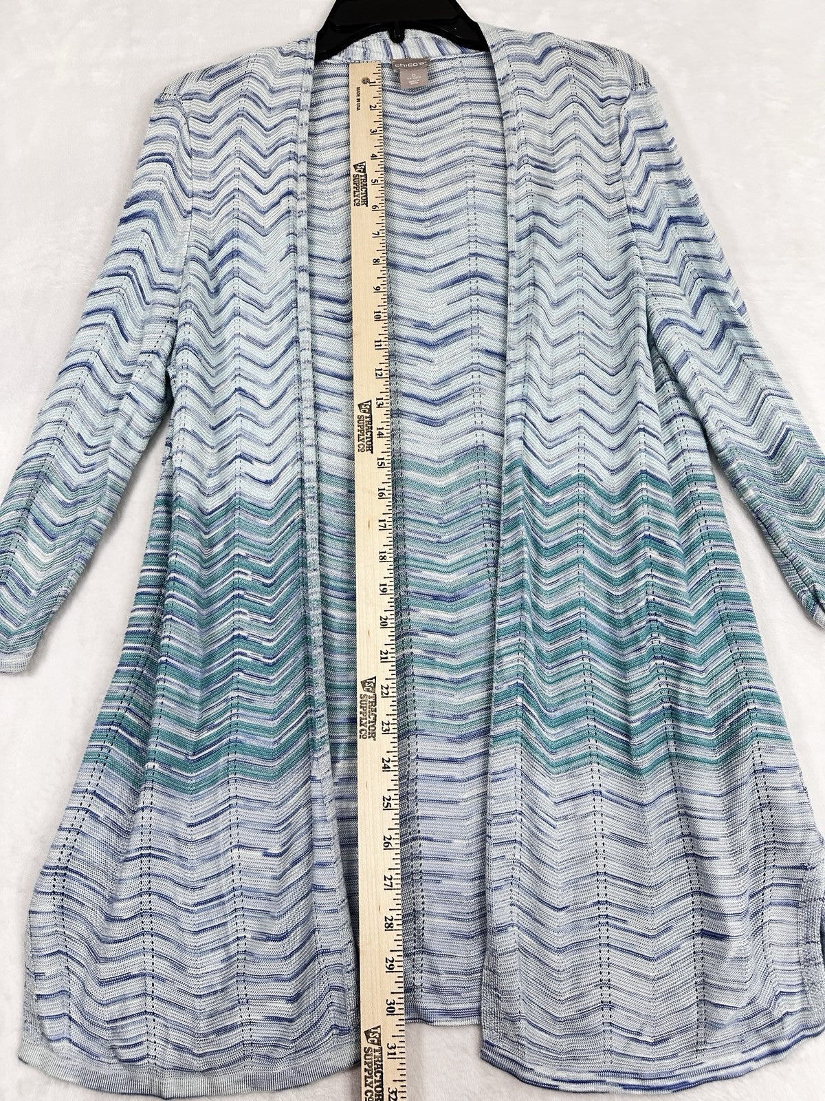 Chicos Size 0 Cardigan Sweater Lightweight Womens Small Blue Green