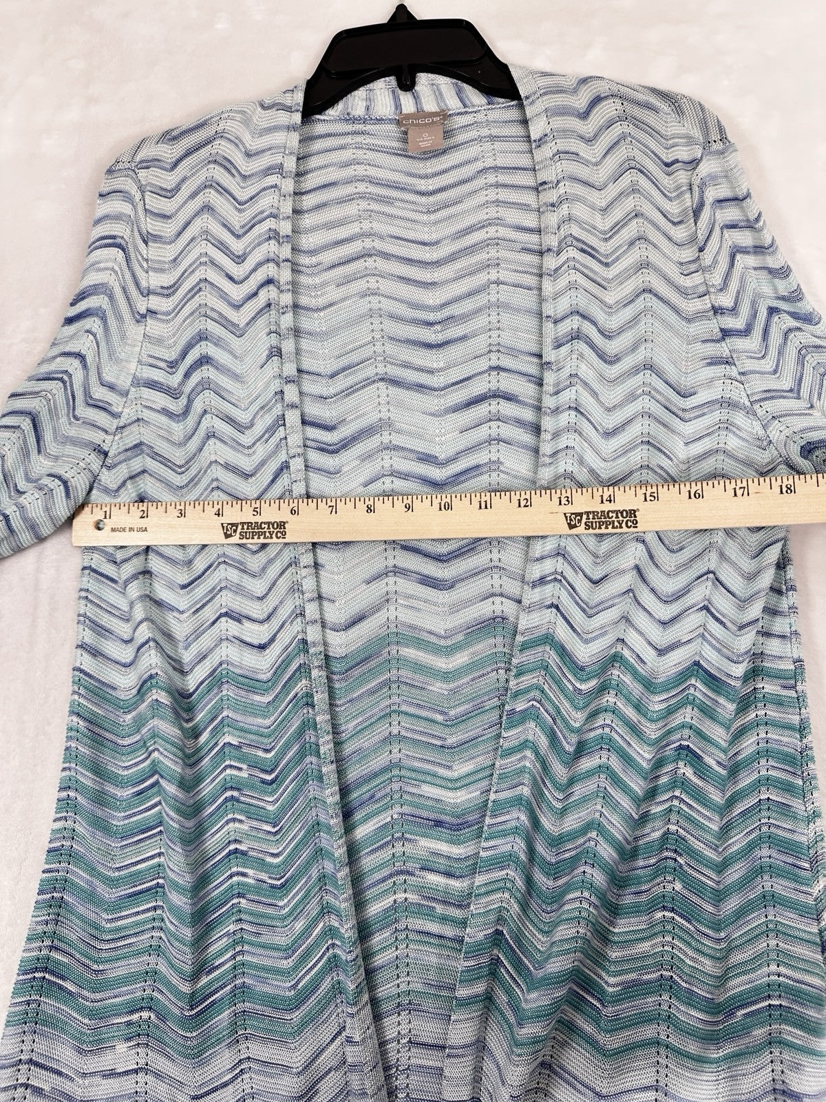 Chicos Size 0 Cardigan Sweater Lightweight Womens Small Blue Green