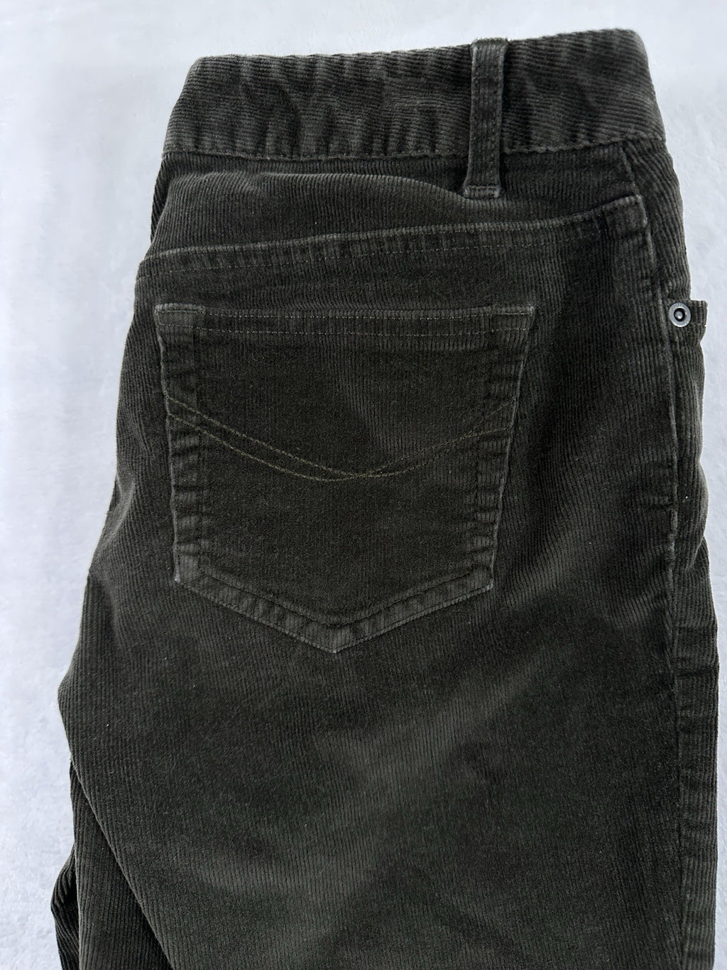 J Jill Corduroy Pants 8P 8 Petite Slim Leg Dark Gray Green Womens
